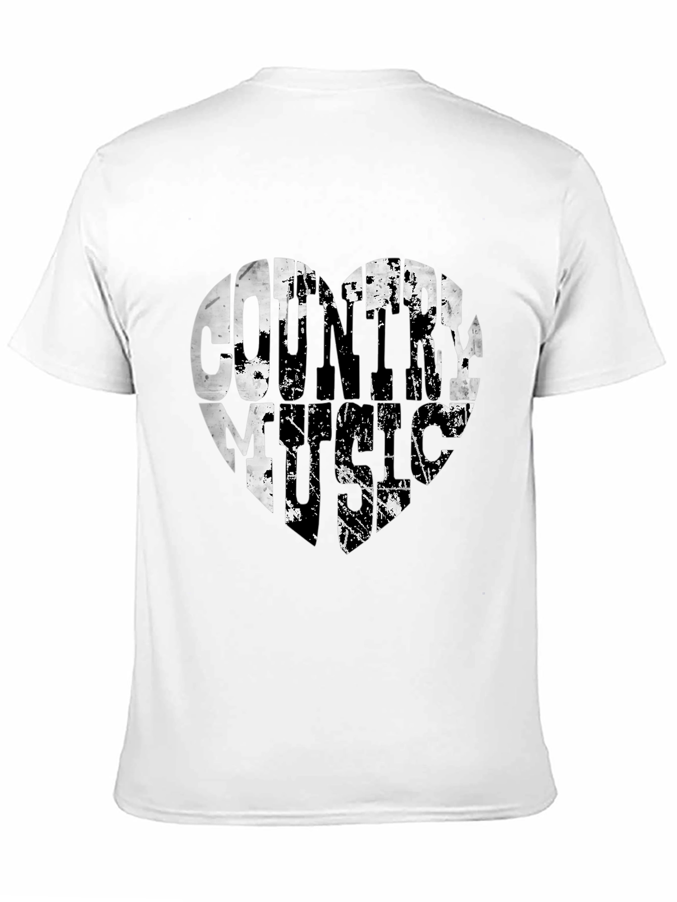 Country Music Heart Graphic Black T-Shirt