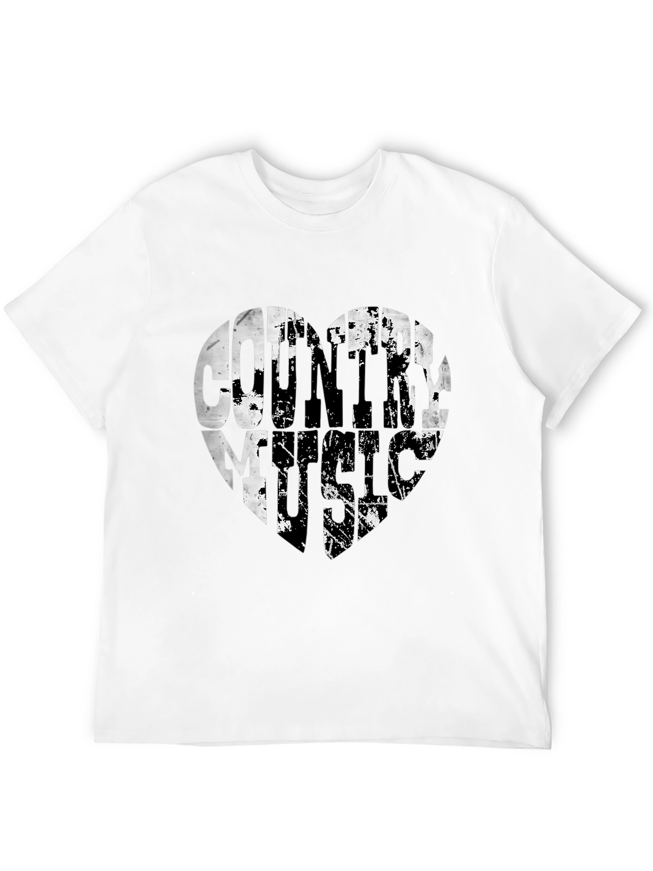 Country Music Heart Graphic Black T-Shirt