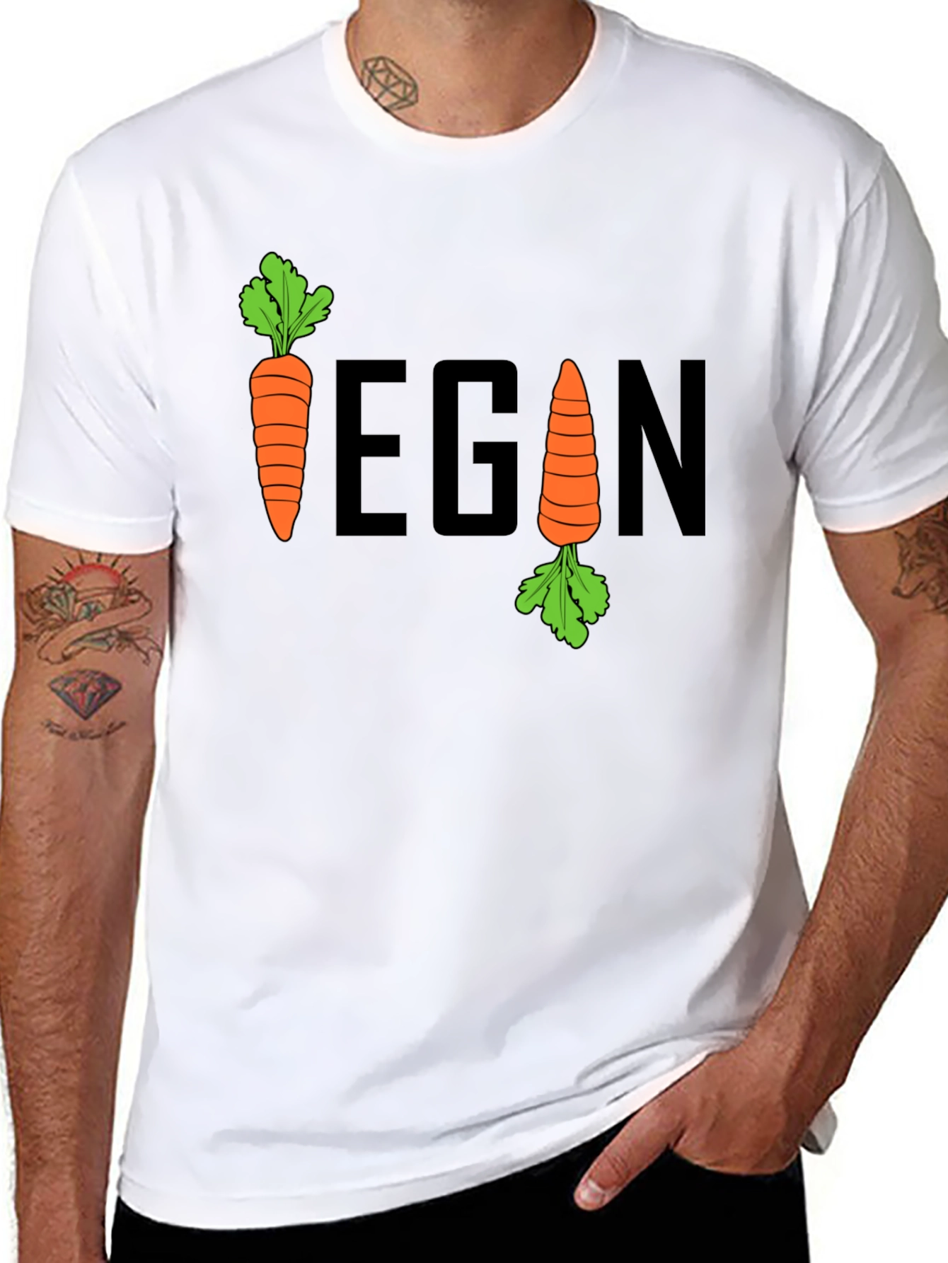Vegan Carrot Graphic T-Shirt - Unisex Black Tee