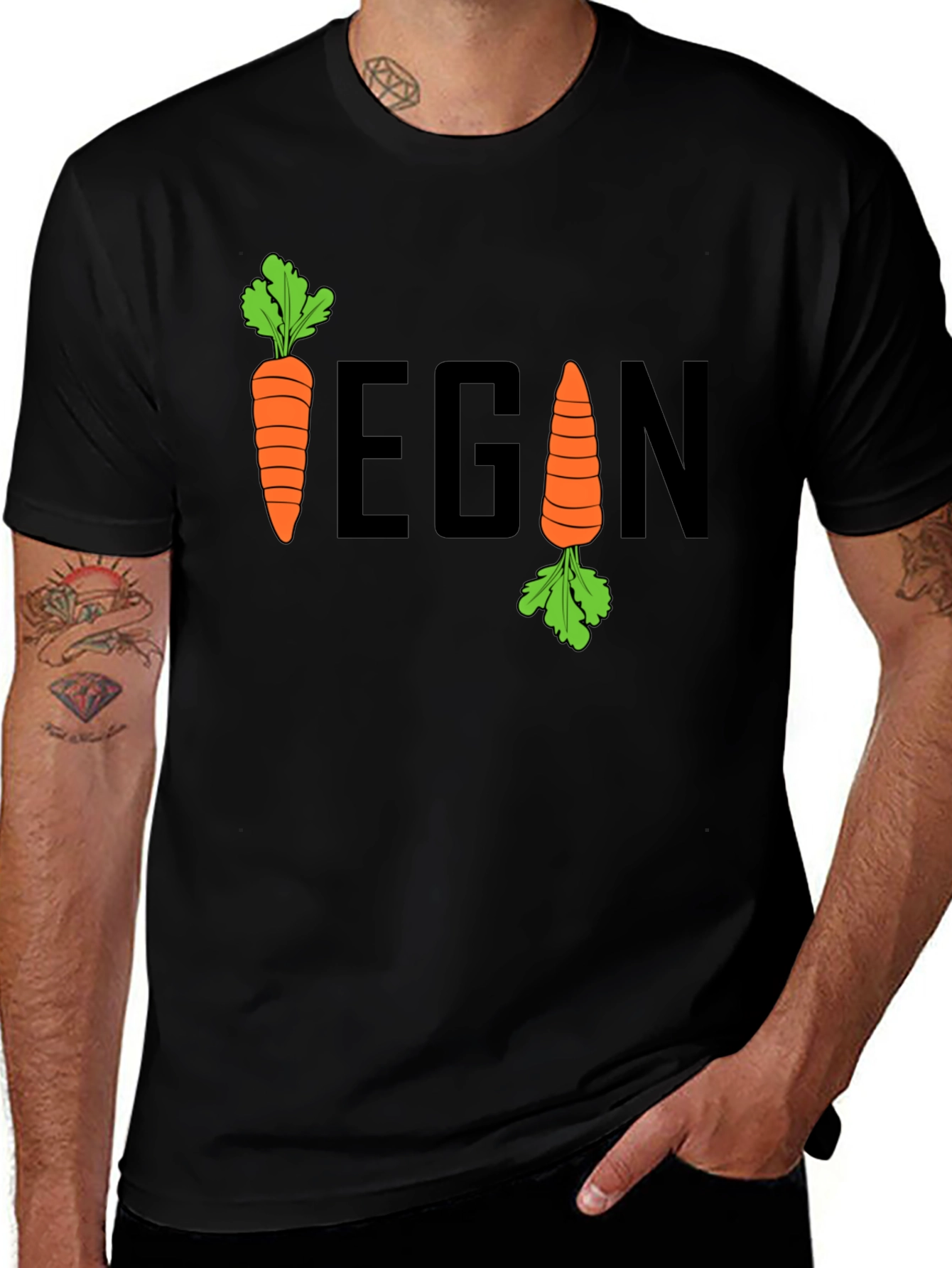 Vegan Carrot Graphic T-Shirt - Unisex Black Tee