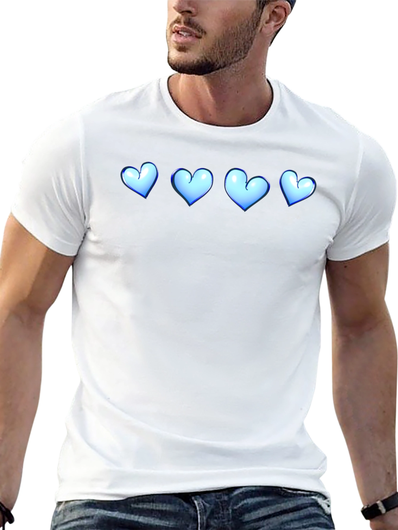 Black T-Shirt with Blue Heart Design