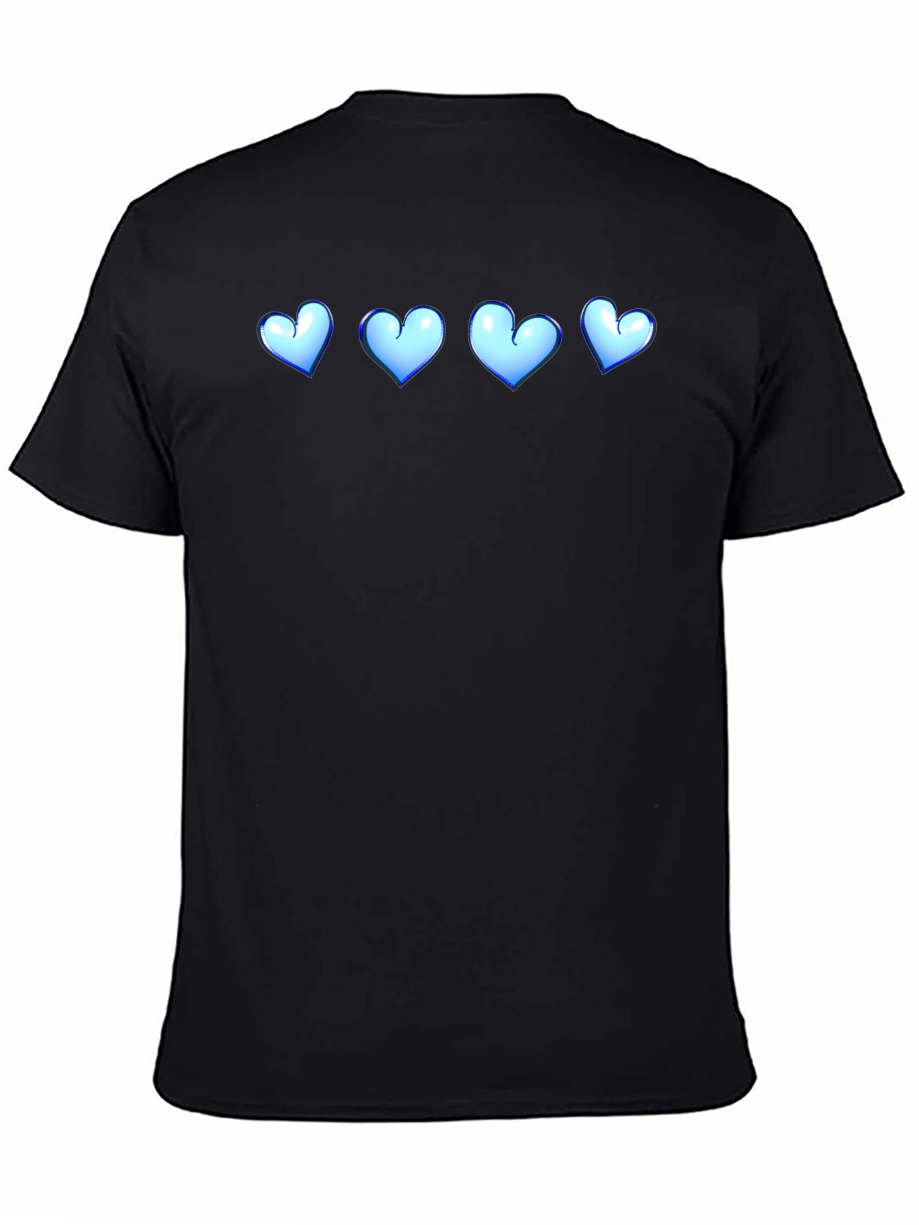 Black T-Shirt with Blue Heart Design