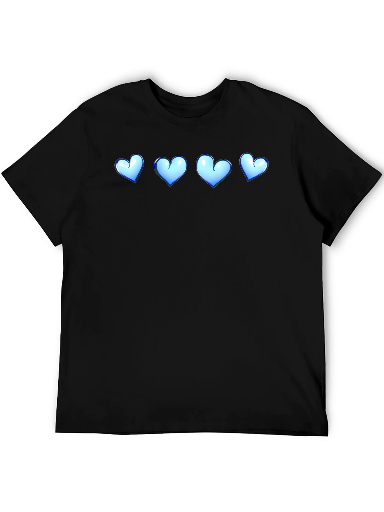 Black T-Shirt with Blue Heart Design