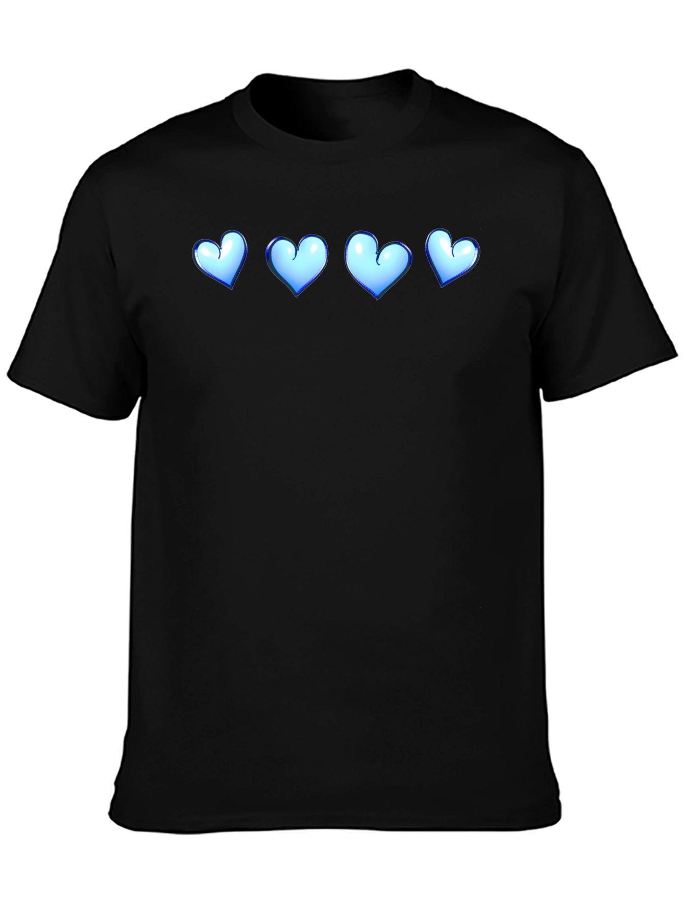 Black T-Shirt with Blue Heart Design