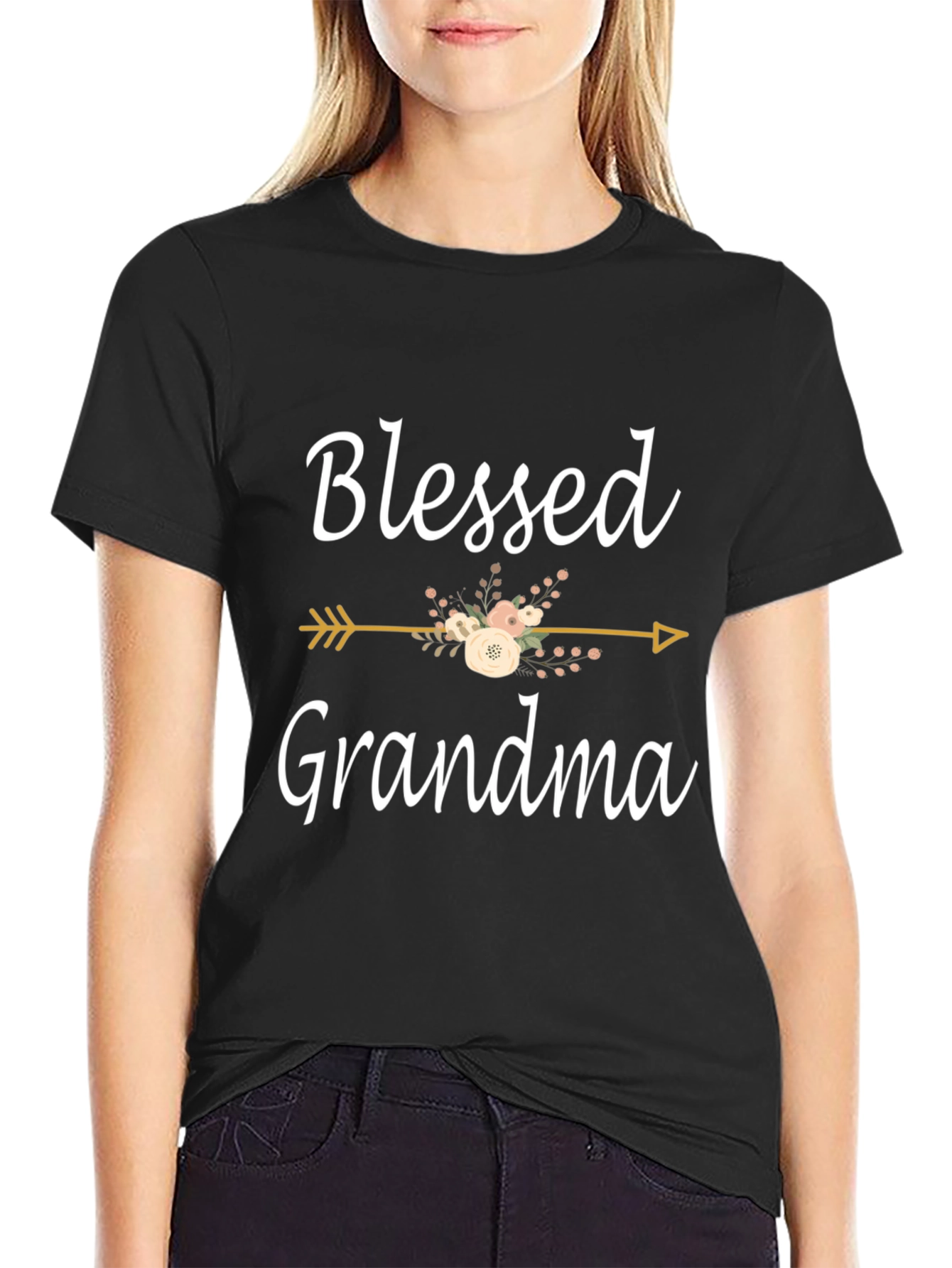 Blessed Grandma Floral Arrow Graphic Tee