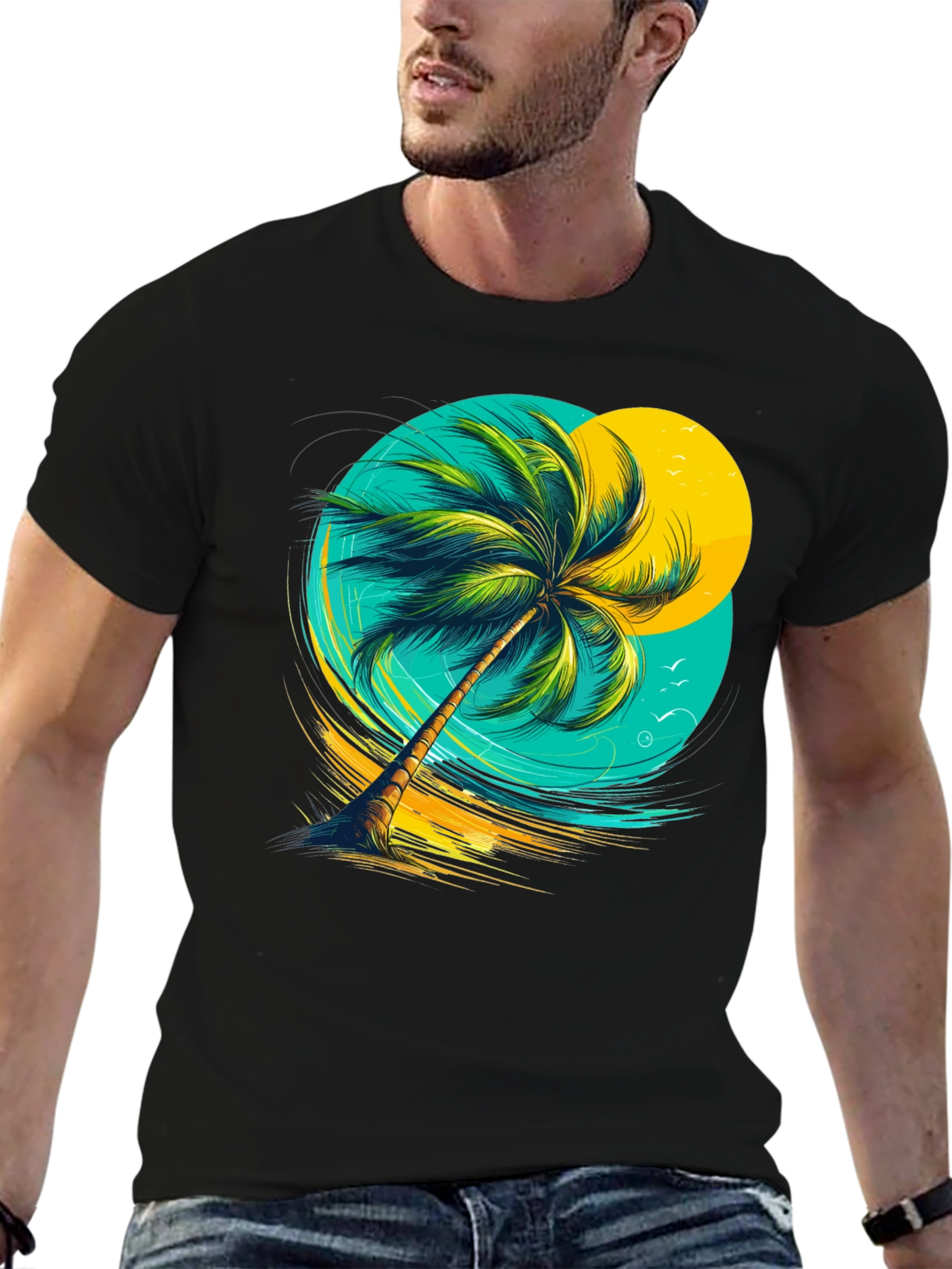 Palm Tree Graphic Tee - Tropical Beach Vibes