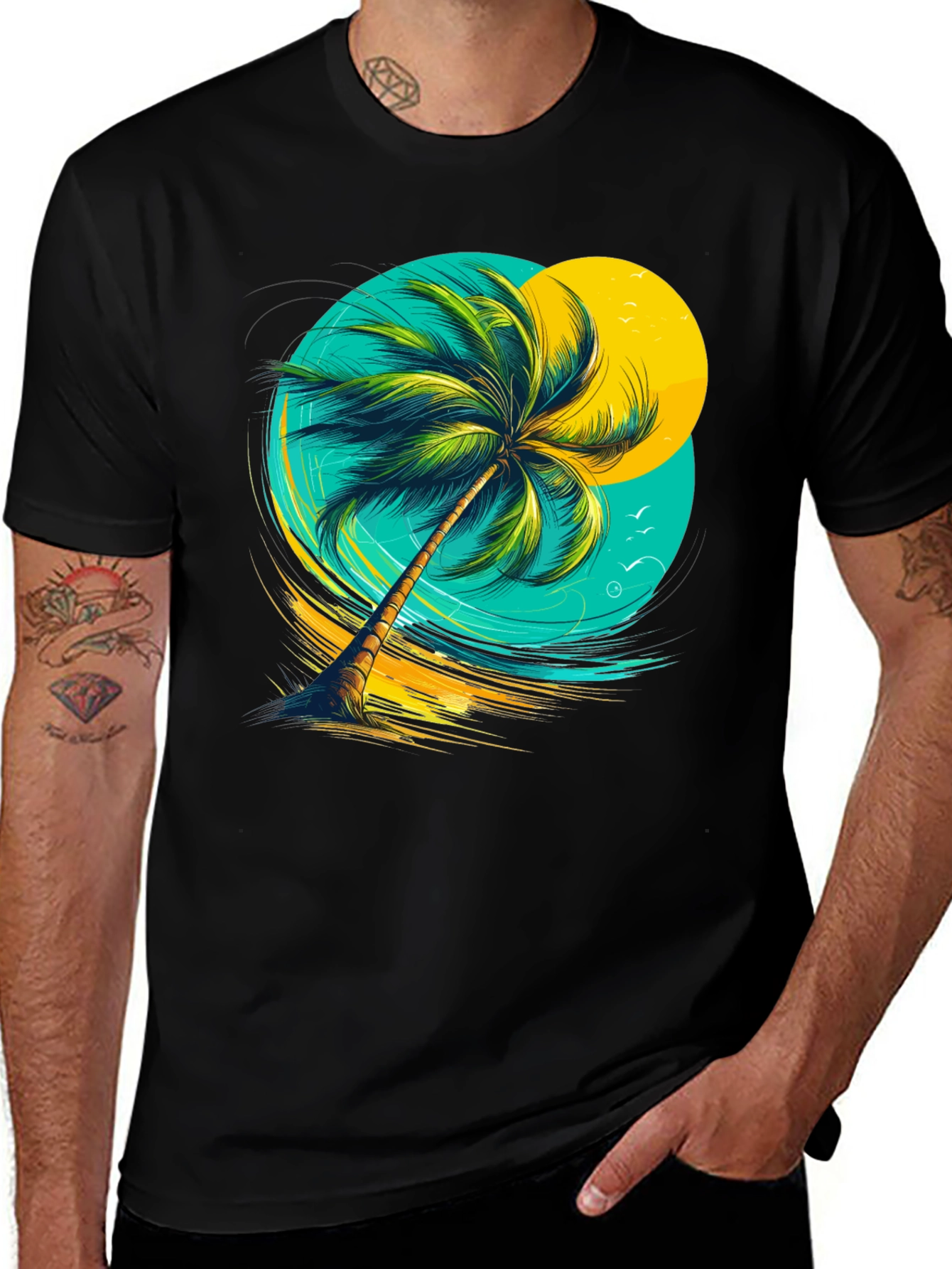 Palm Tree Graphic Tee - Tropical Beach Vibes