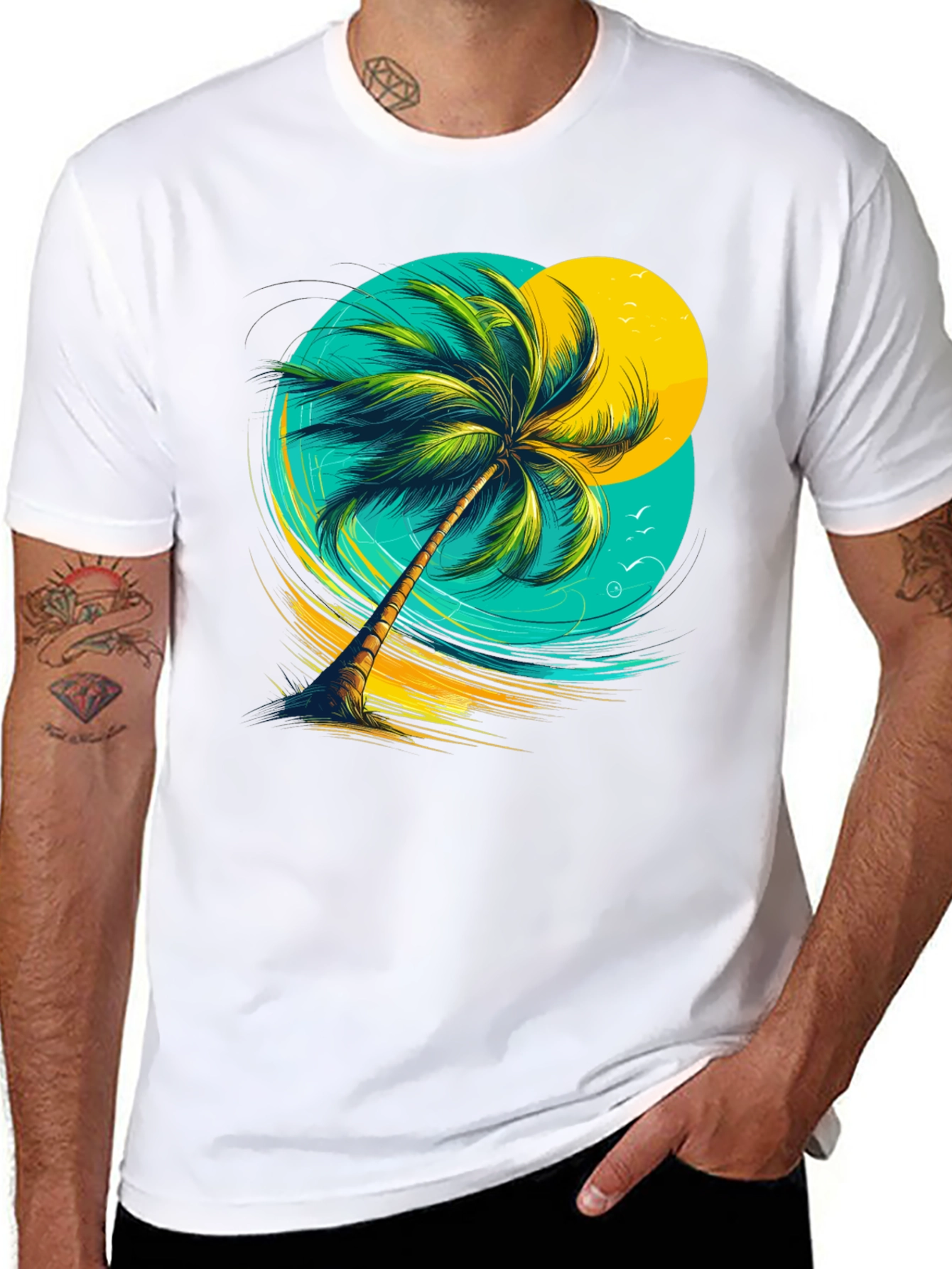Palm Tree Graphic Tee - Tropical Beach Vibes
