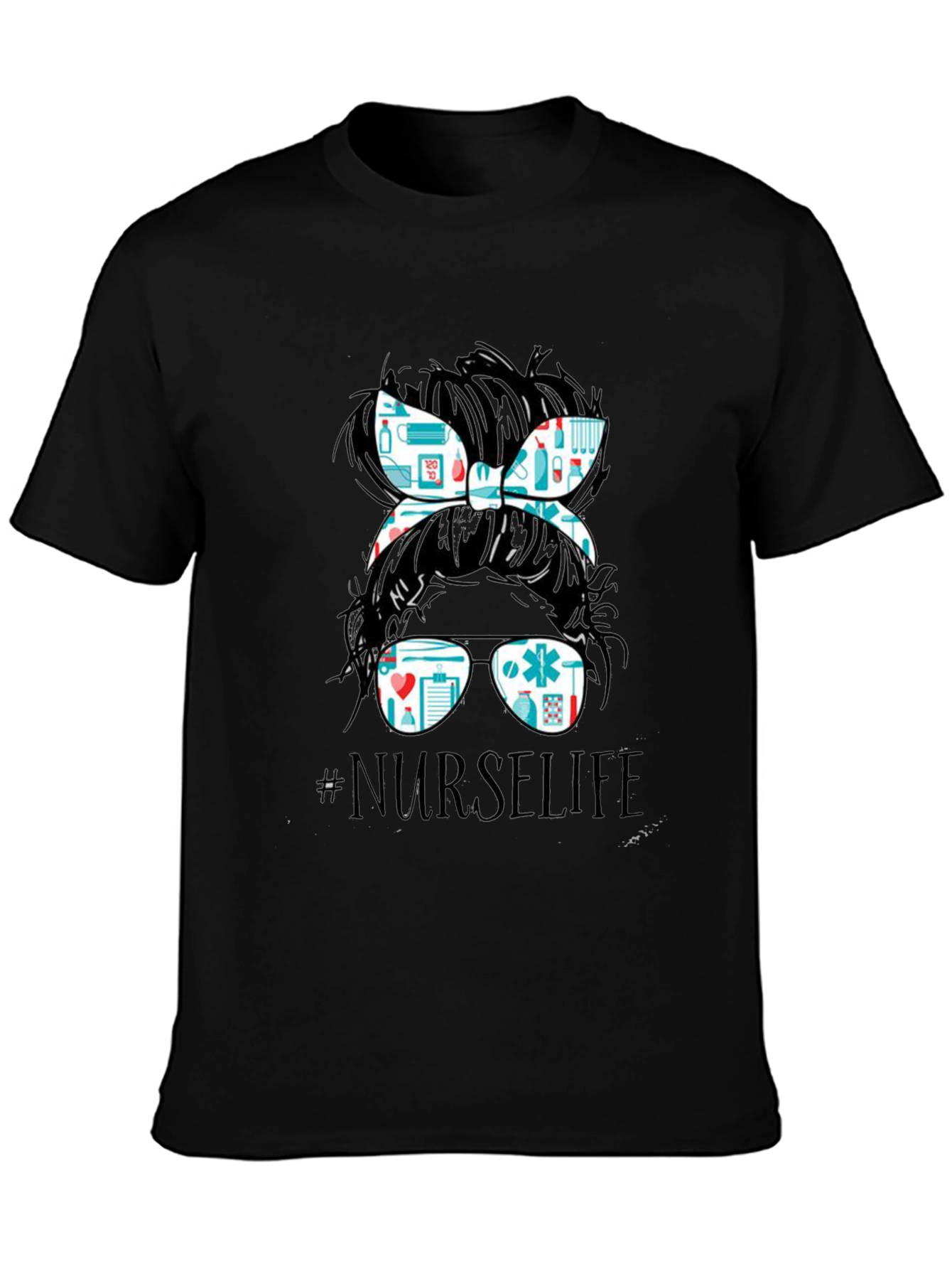 Nurse Life Messy Bun T-Shirt - Medical Design