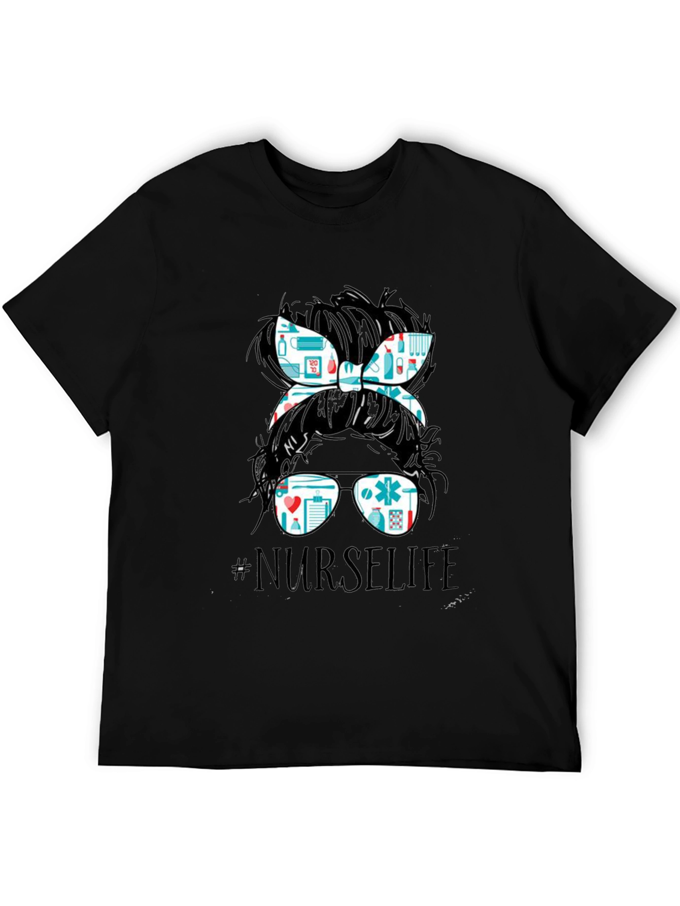 Nurse Life Messy Bun T-Shirt - Medical Design