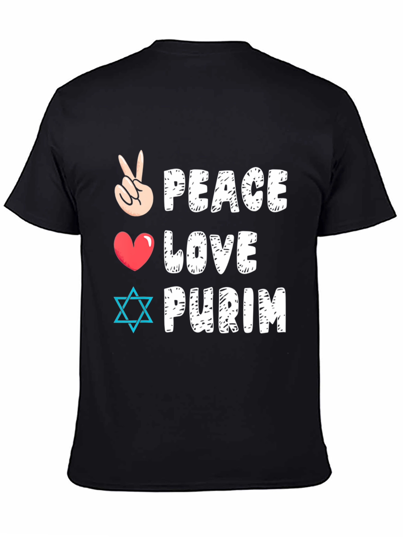 Peace Love Purim T-Shirt Jewish Holiday Tee