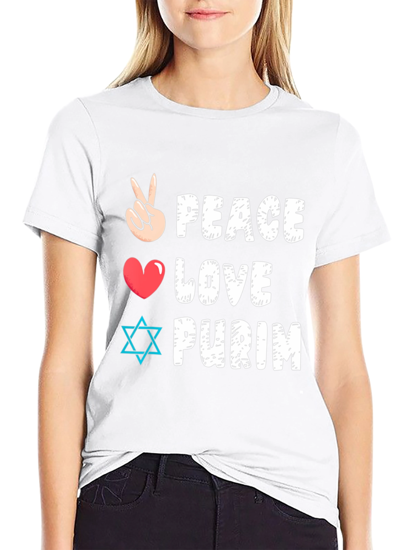 Peace Love Purim T-Shirt Jewish Holiday Tee