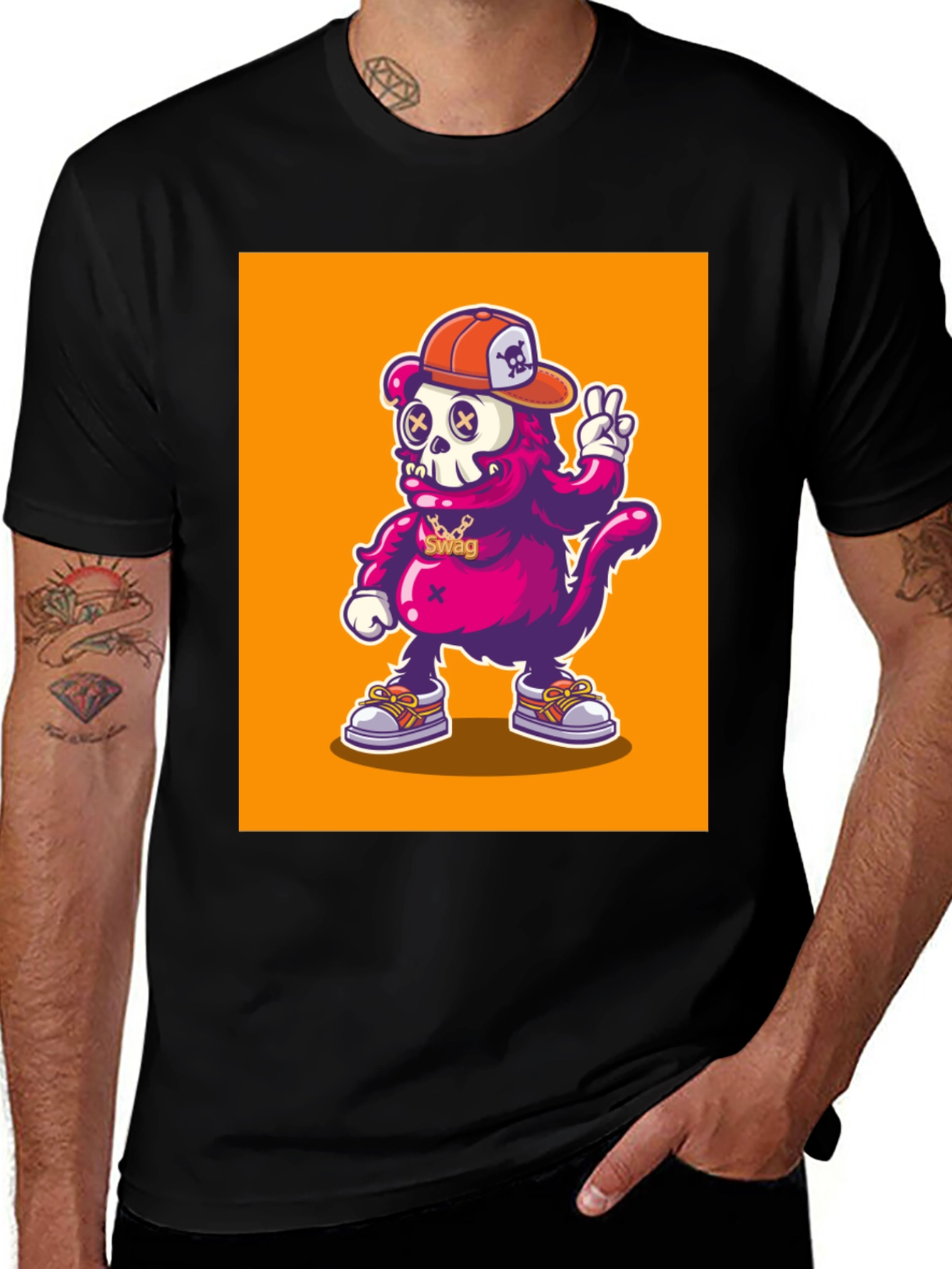 Cartoon Skull Monkey Graphic T-Shirt