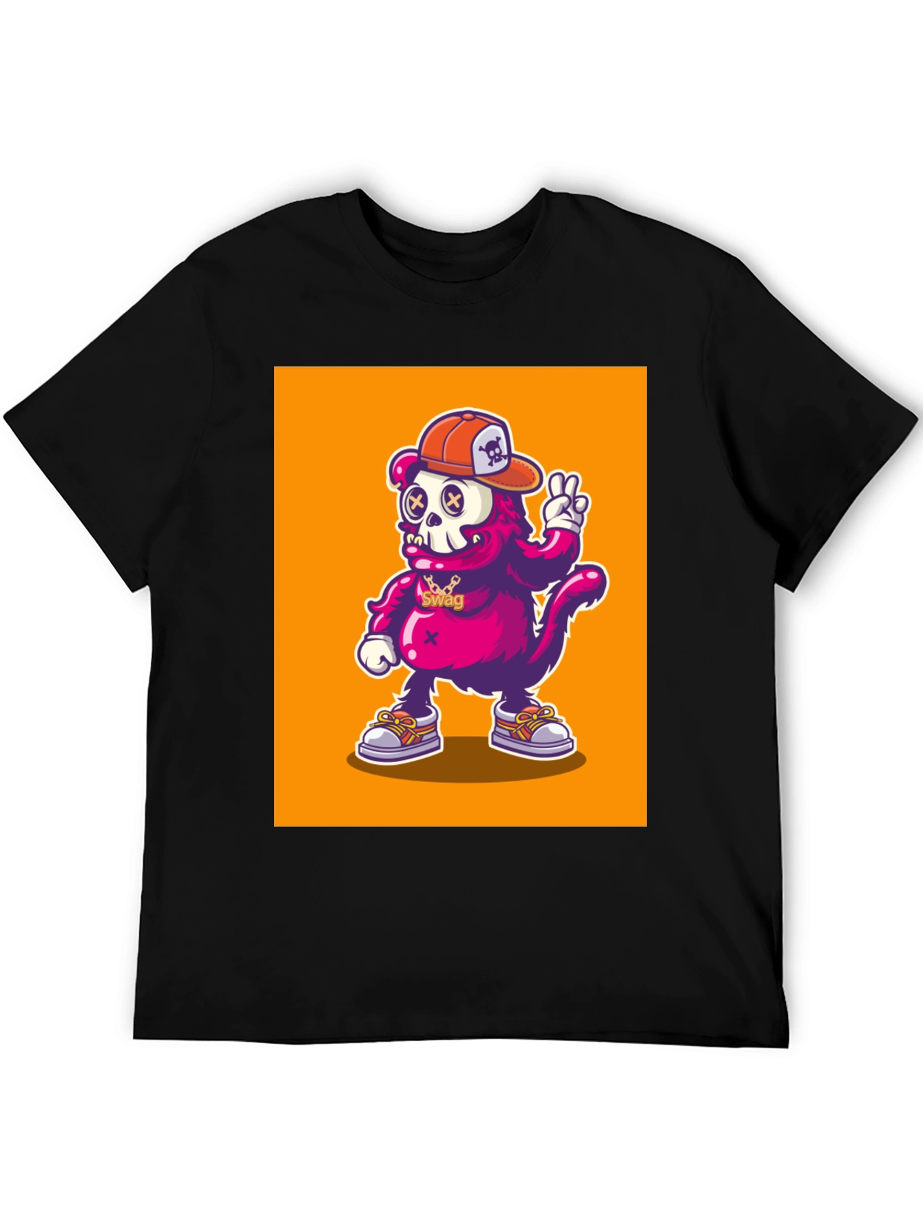 Cartoon Skull Monkey Graphic T-Shirt