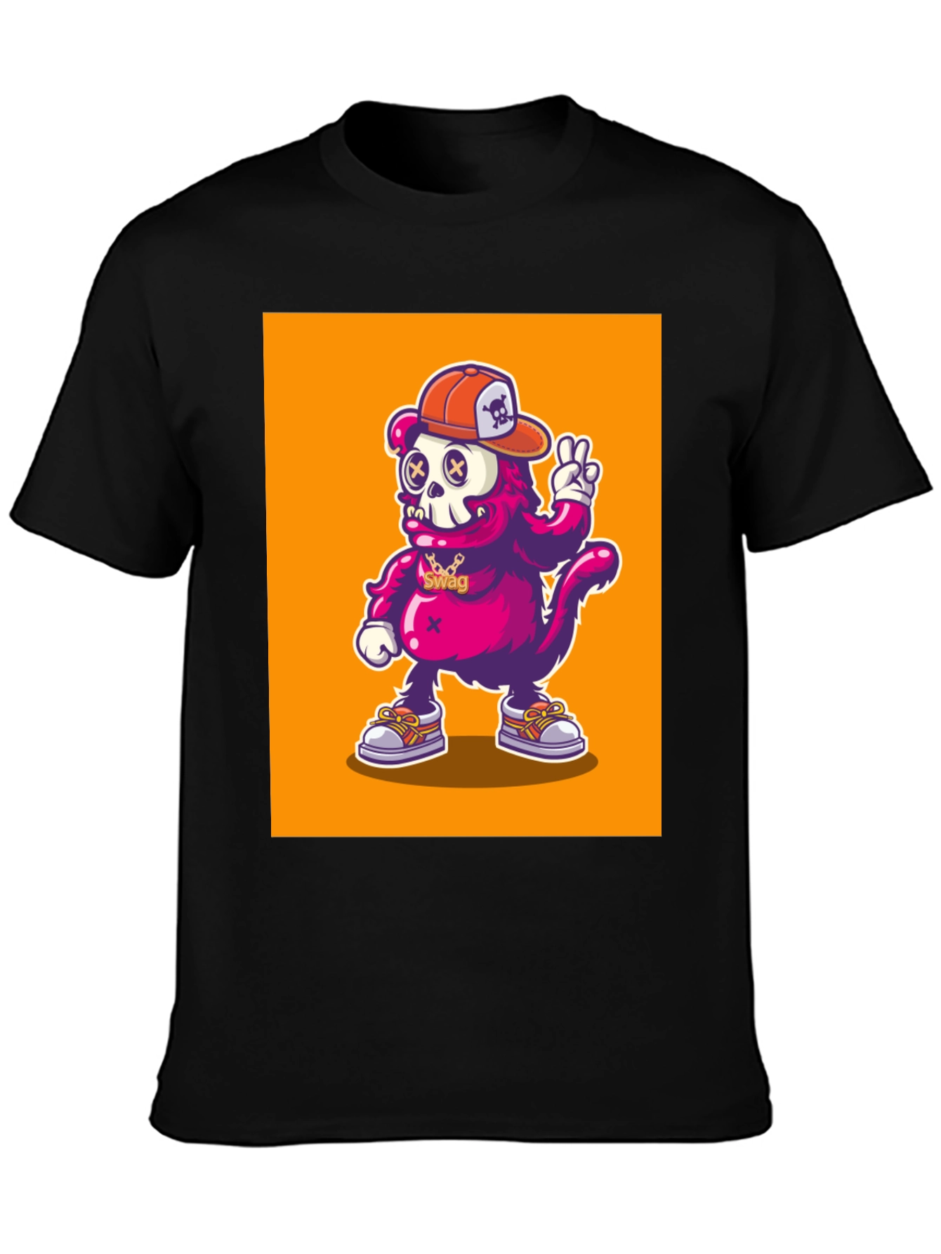 Cartoon Skull Monkey Graphic T-Shirt