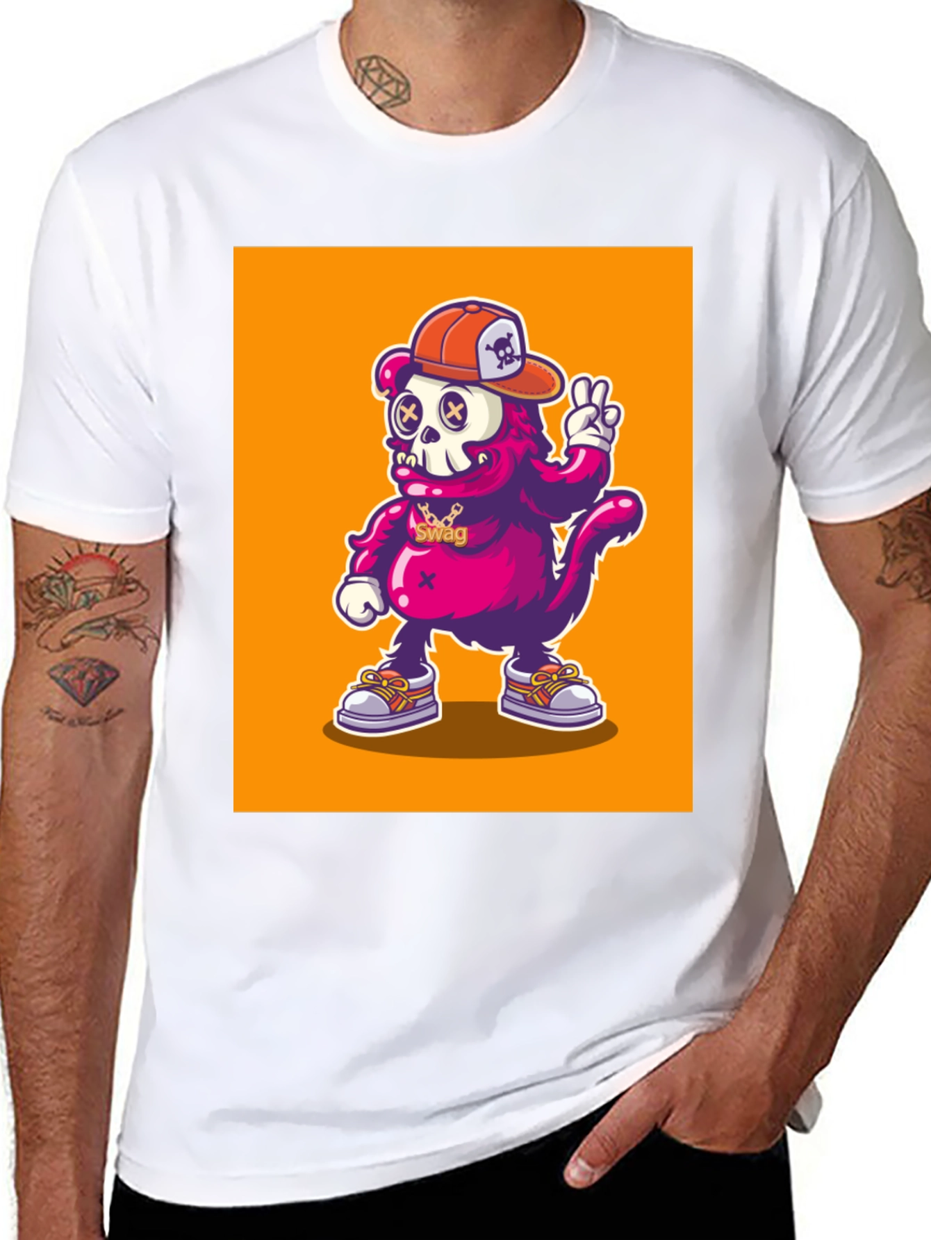 Cartoon Skull Monkey Graphic T-Shirt
