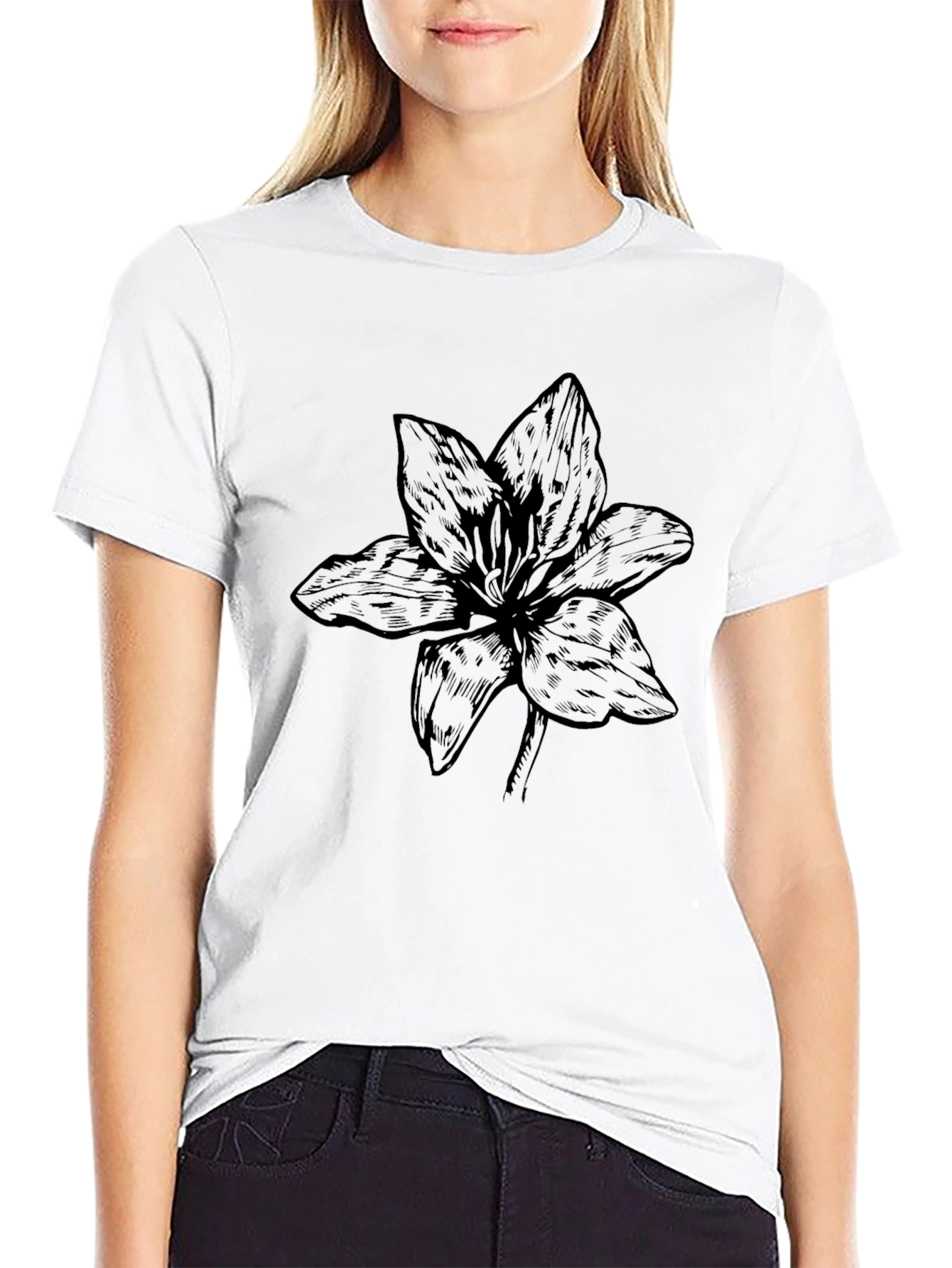 Black Floral Graphic Tee - Stylish Casual Wear
