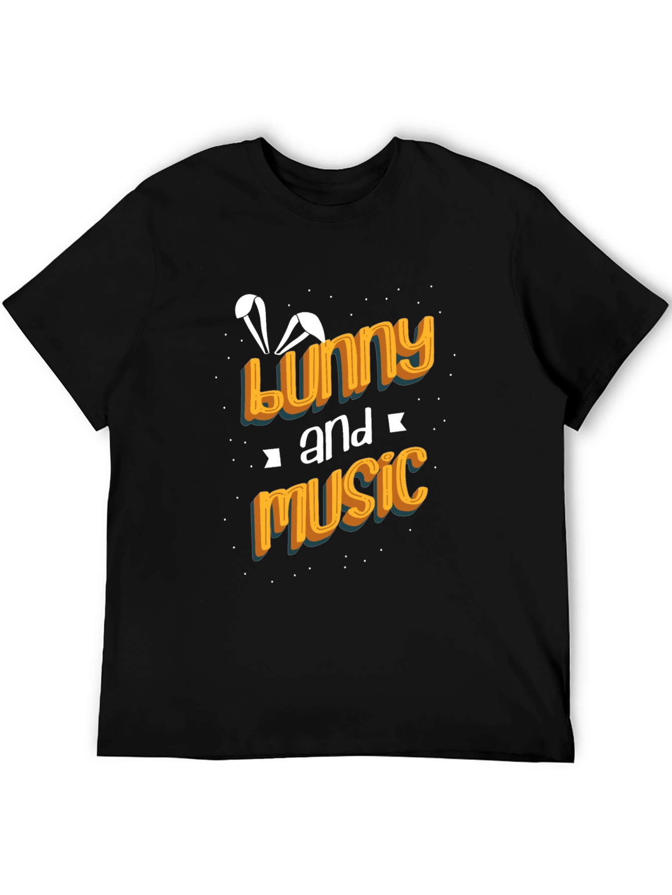 Bunny and Music Black Graphic Tee
