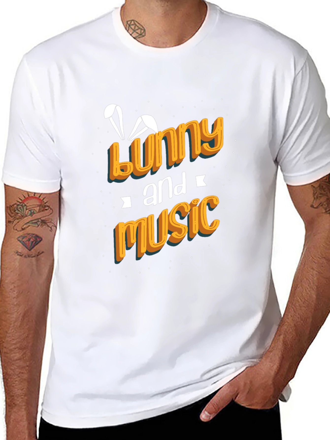Bunny and Music Black Graphic Tee