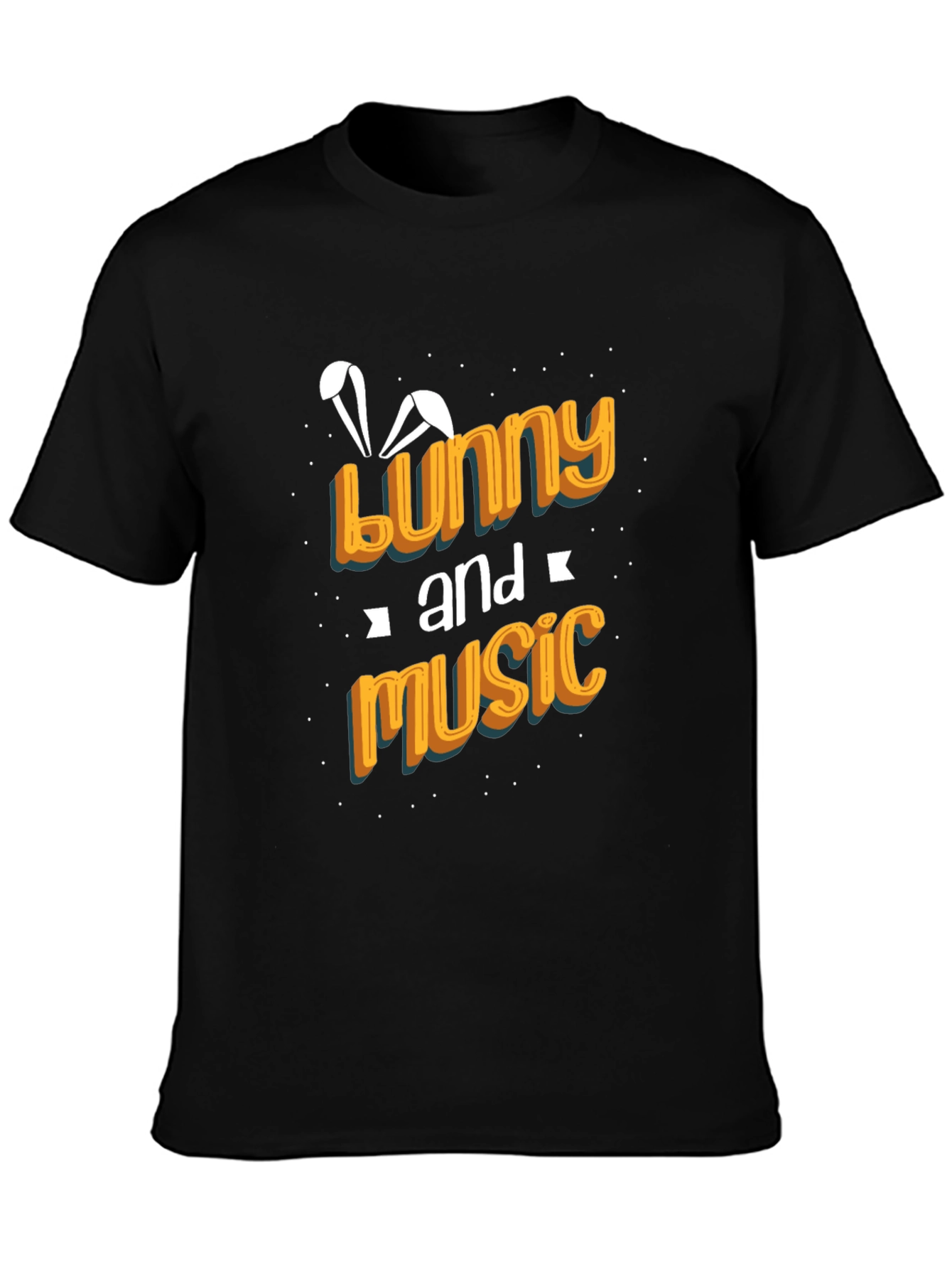 Bunny and Music Black Graphic Tee