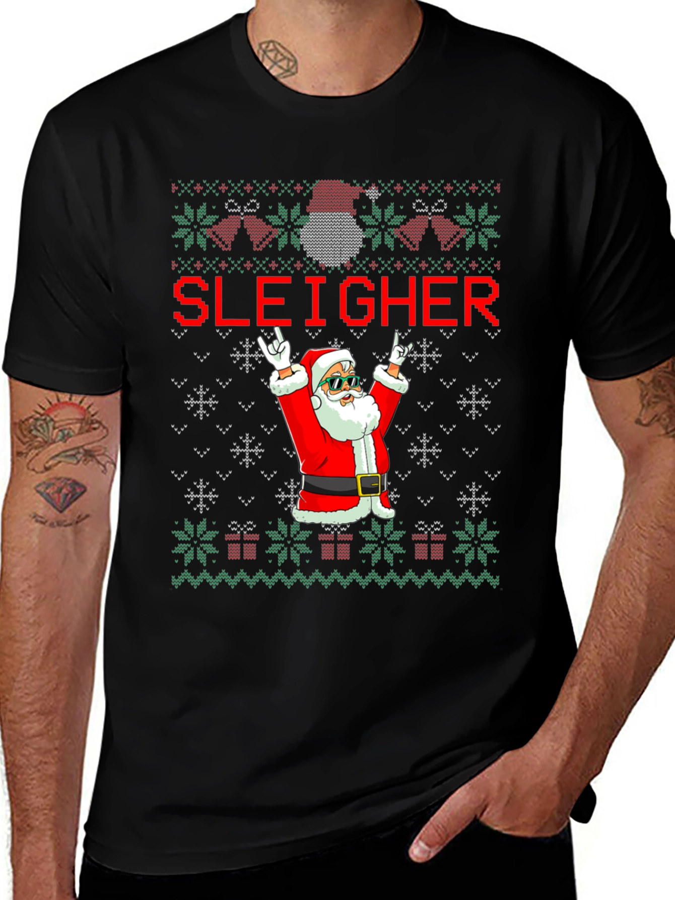 Sleigher Santa Ugly Christmas T-Shirt