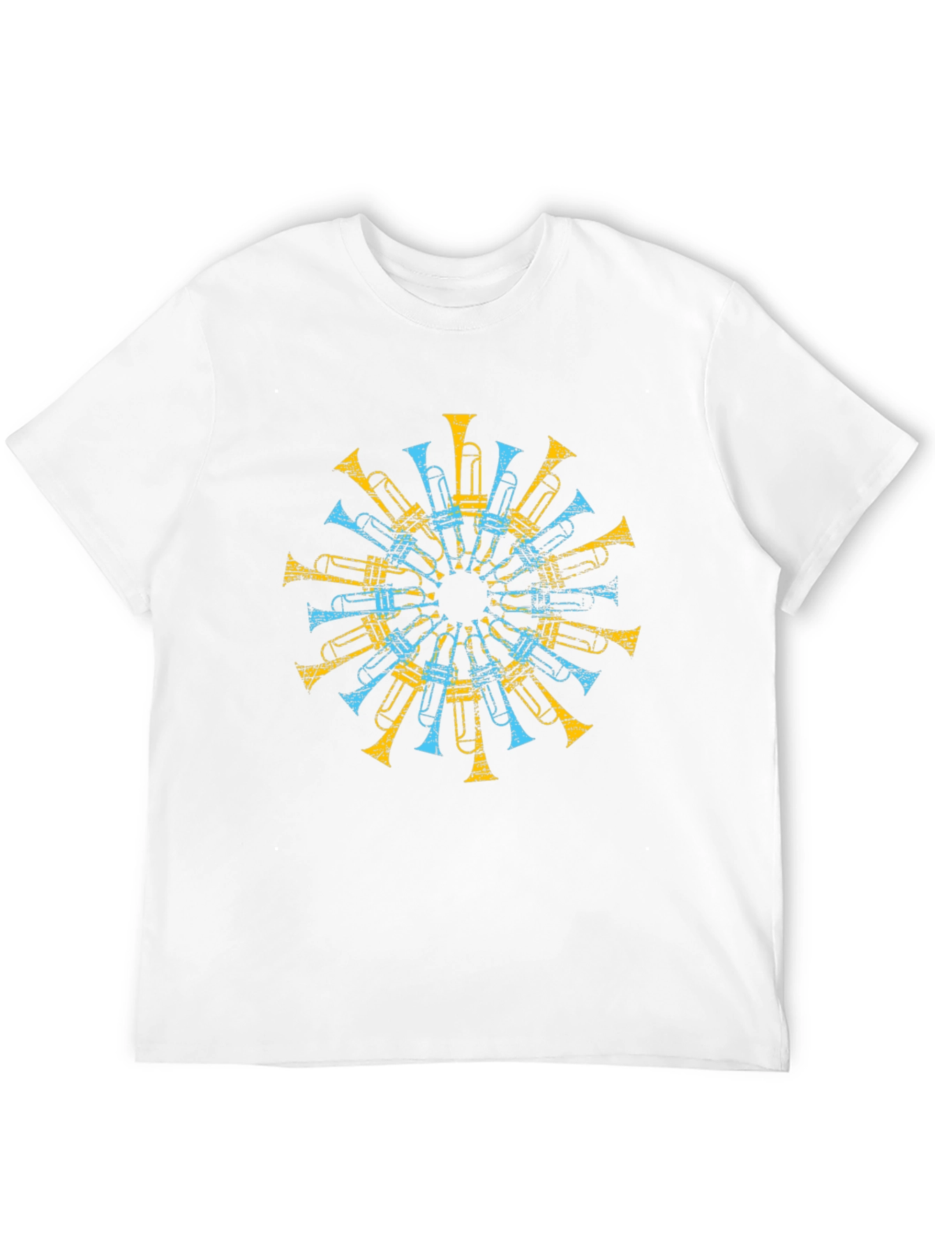 Trumpet Mandala Graphic Tee - Black Cotton Shirt