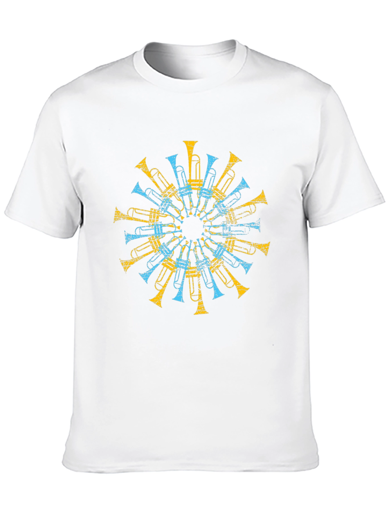 Trumpet Mandala Graphic Tee - Black Cotton Shirt