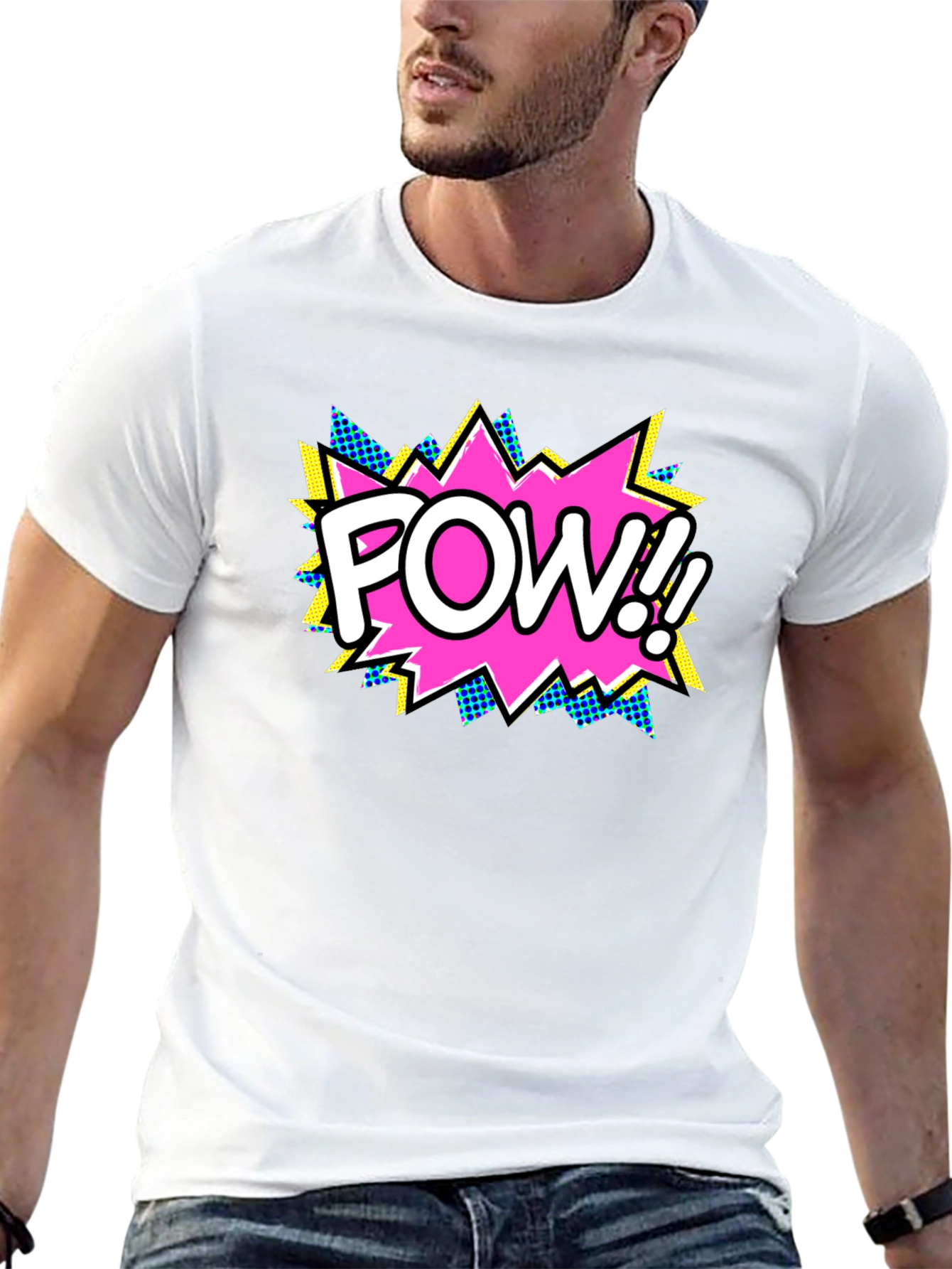 Pow! Comic Book Style Black T-Shirt