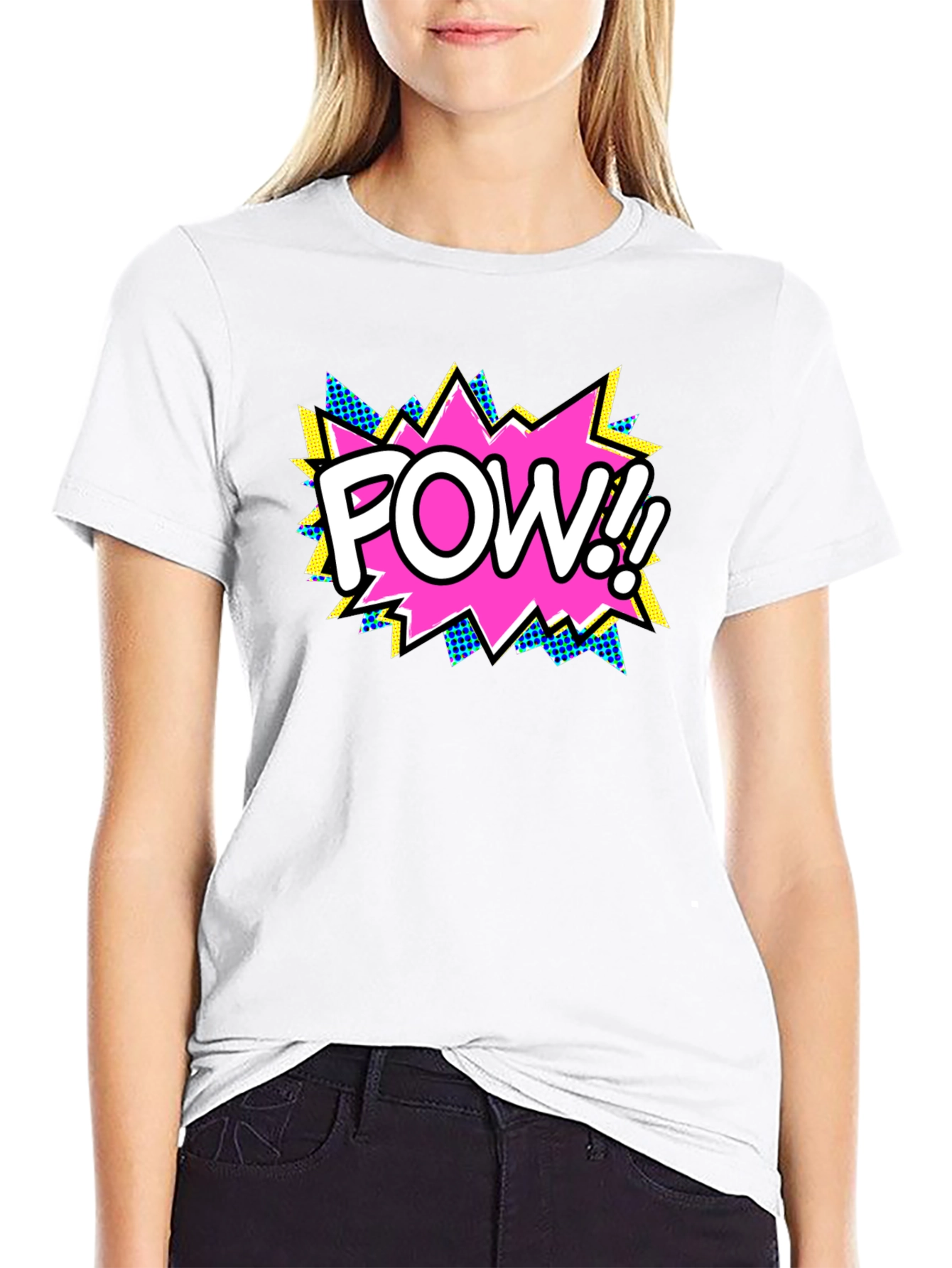 Pow! Comic Book Style Black T-Shirt