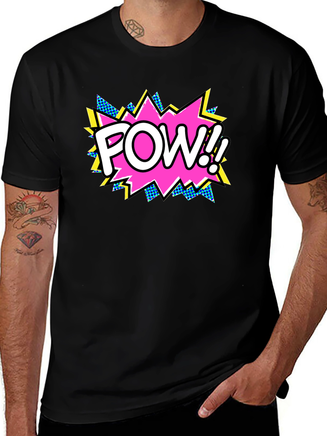 Pow! Comic Book Style Black T-Shirt