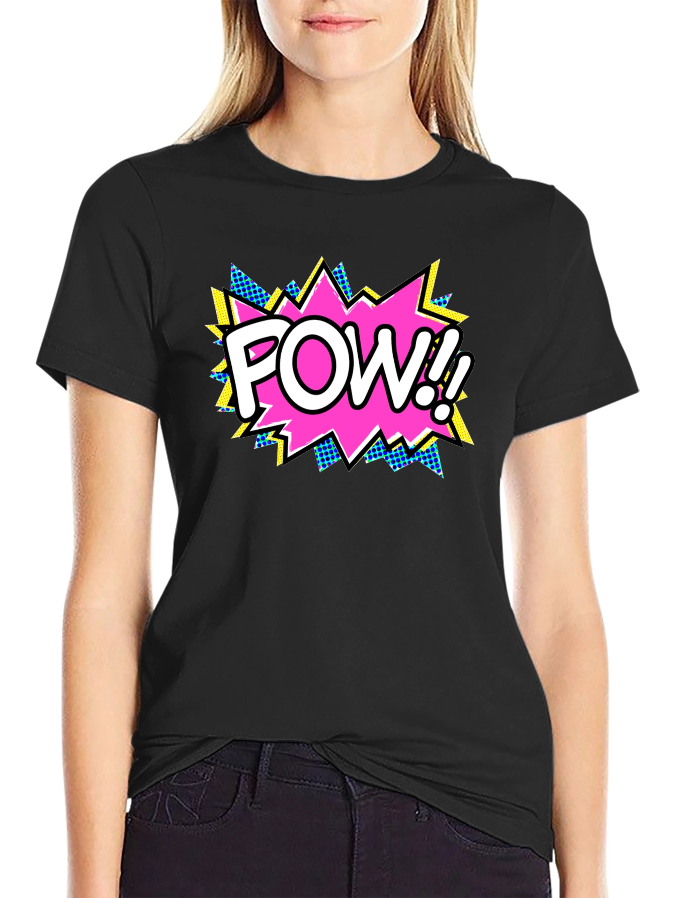 Pow! Comic Book Style Black T-Shirt