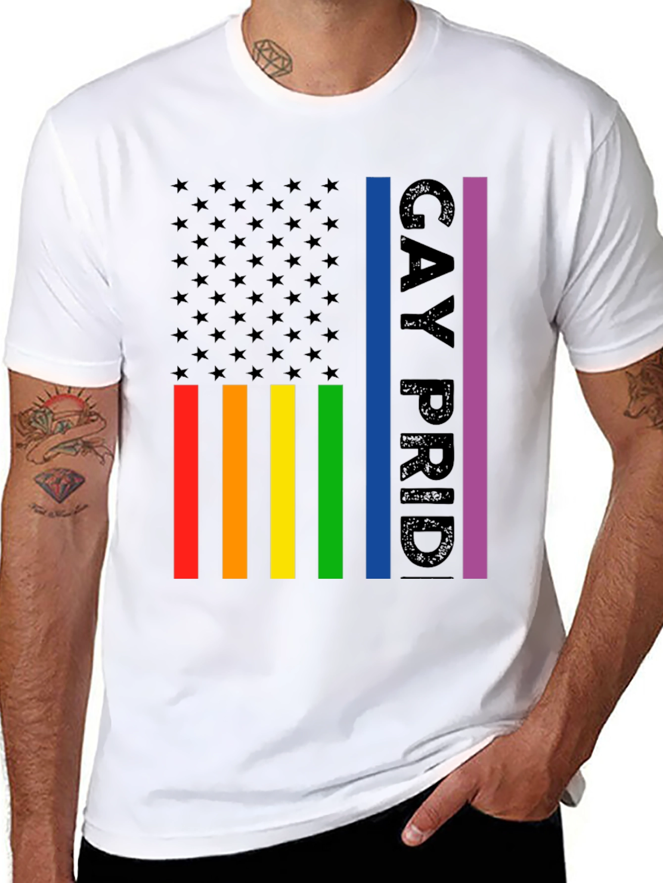 Gay Pride American Flag Graphic T-Shirt
