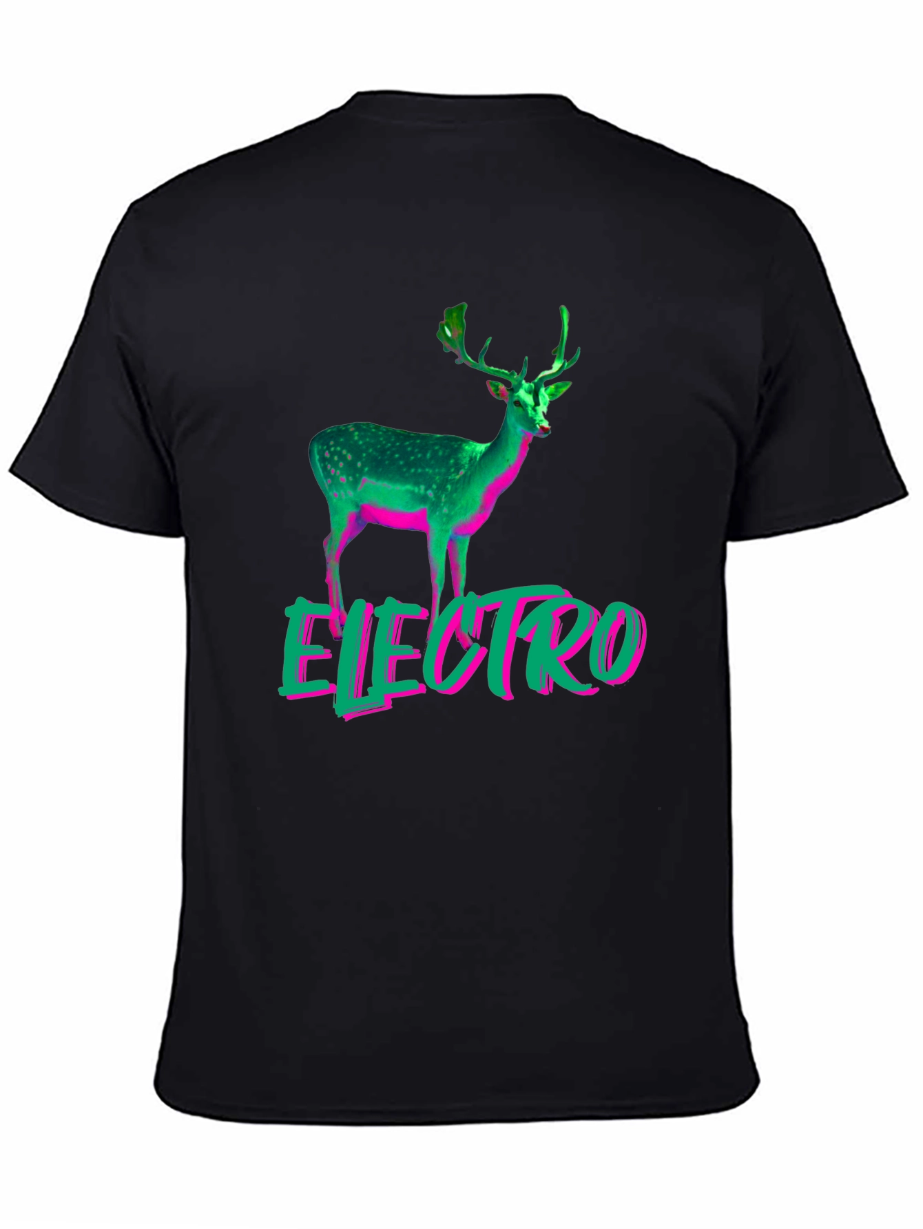 Electro Deer Graphic Tee - Stylish Mens Black T-Shirt