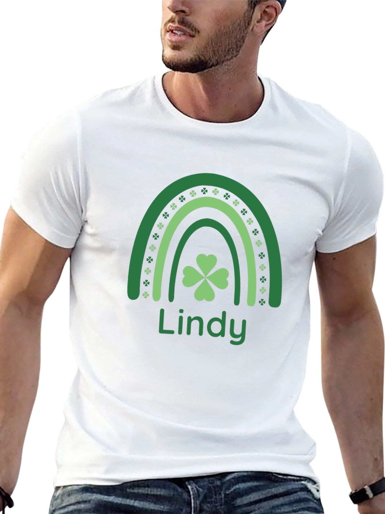 Lindy St. Patricks Day Rainbow Clover Graphic Tee