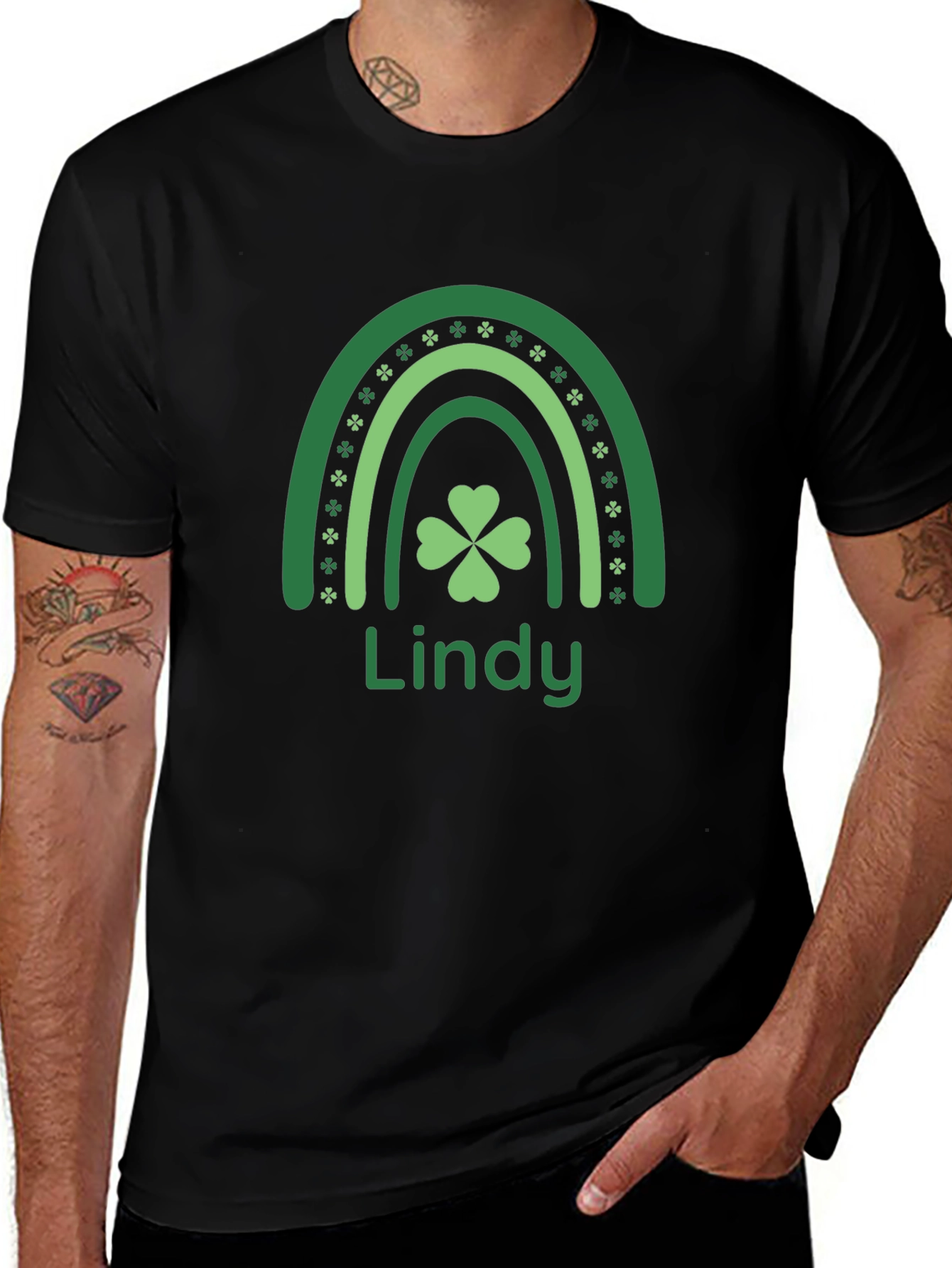 Lindy St. Patricks Day Rainbow Clover Graphic Tee