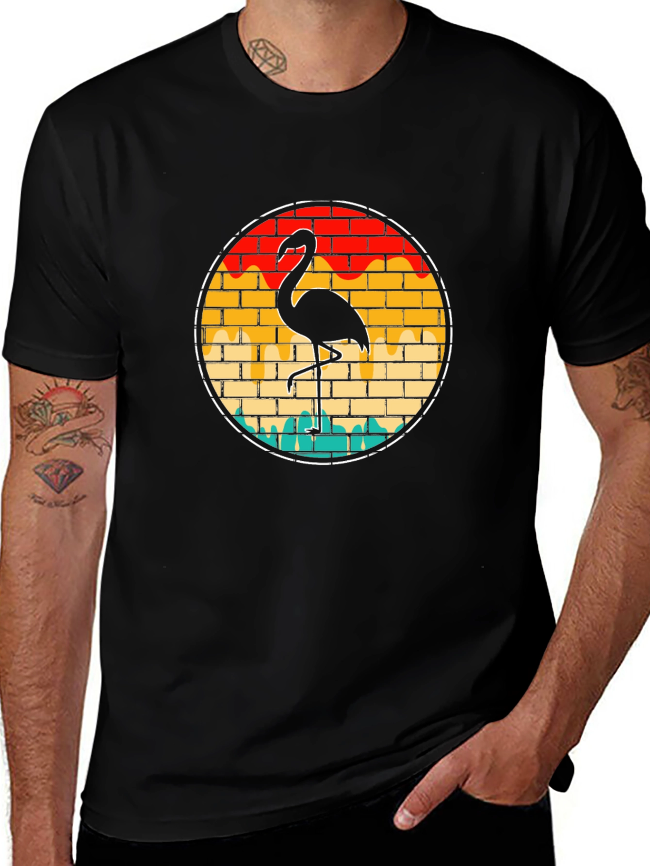 Flamingo Brick T-Shirt - Cool Retro Style