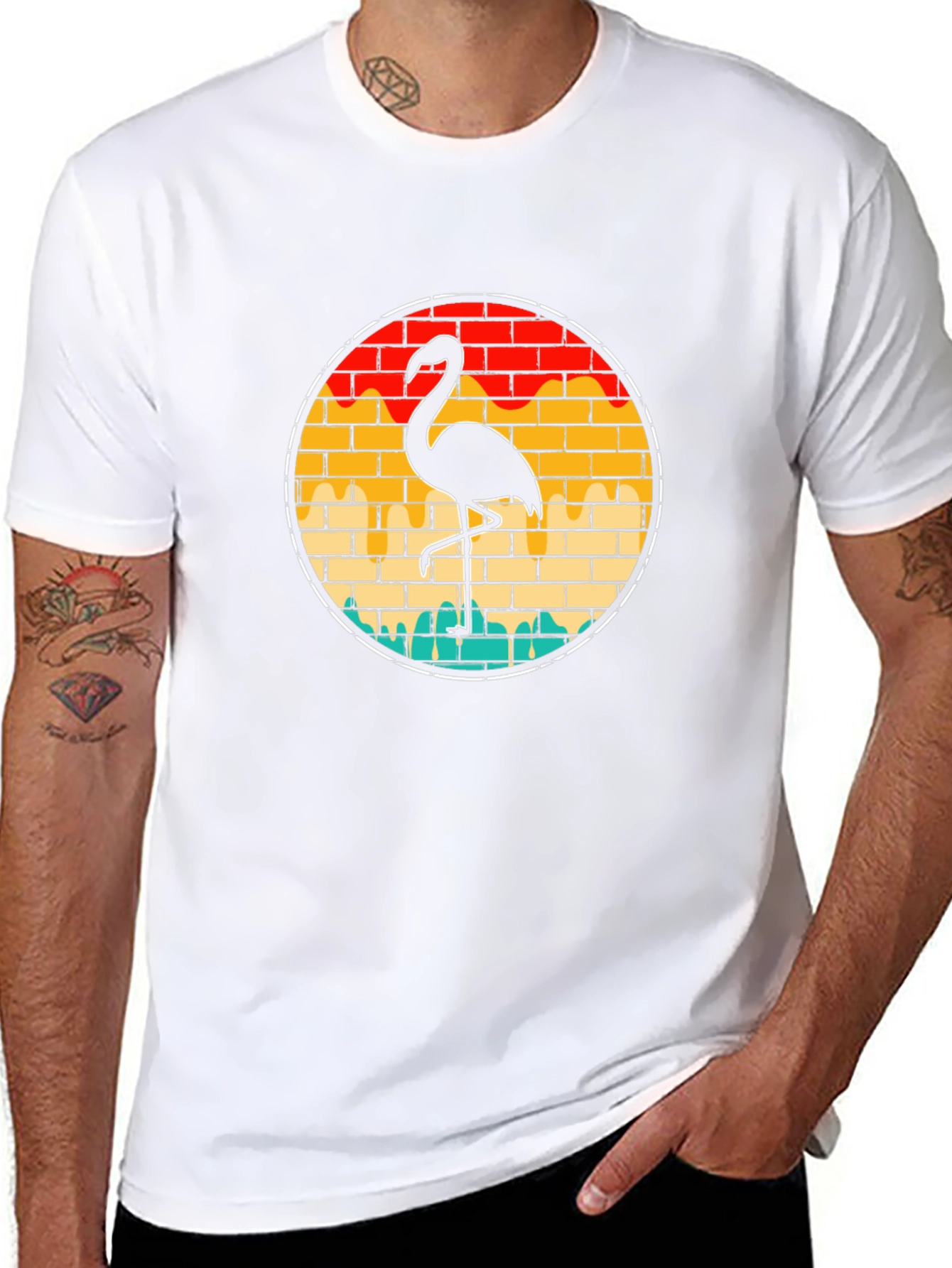 Flamingo Brick T-Shirt - Cool Retro Style