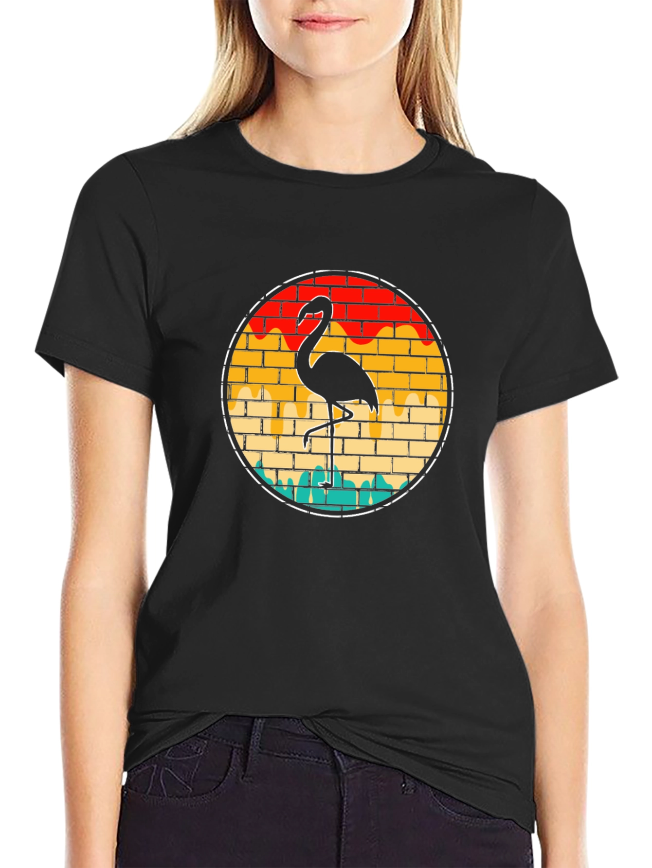 Flamingo Brick T-Shirt - Cool Retro Style