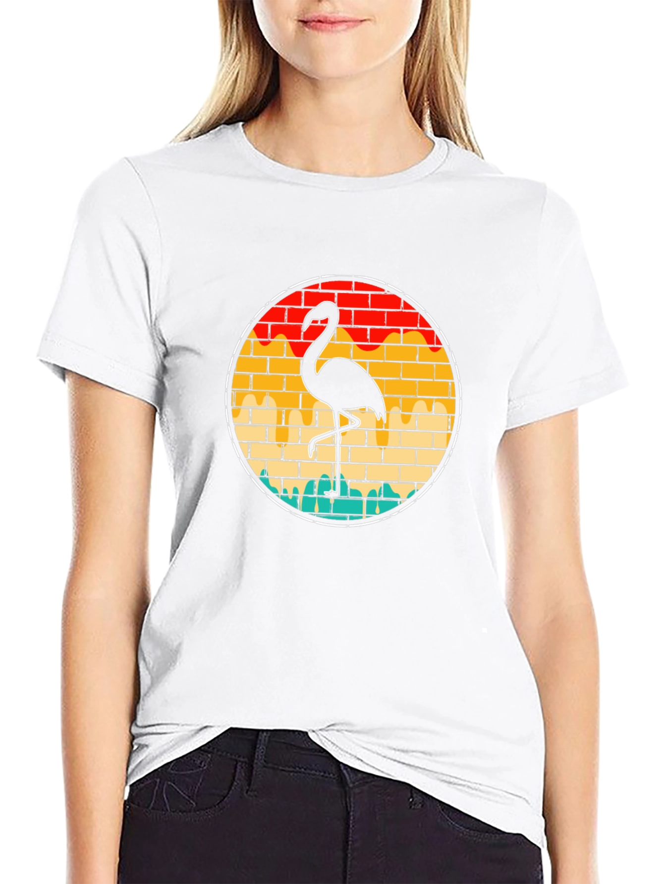 Flamingo Brick T-Shirt - Cool Retro Style
