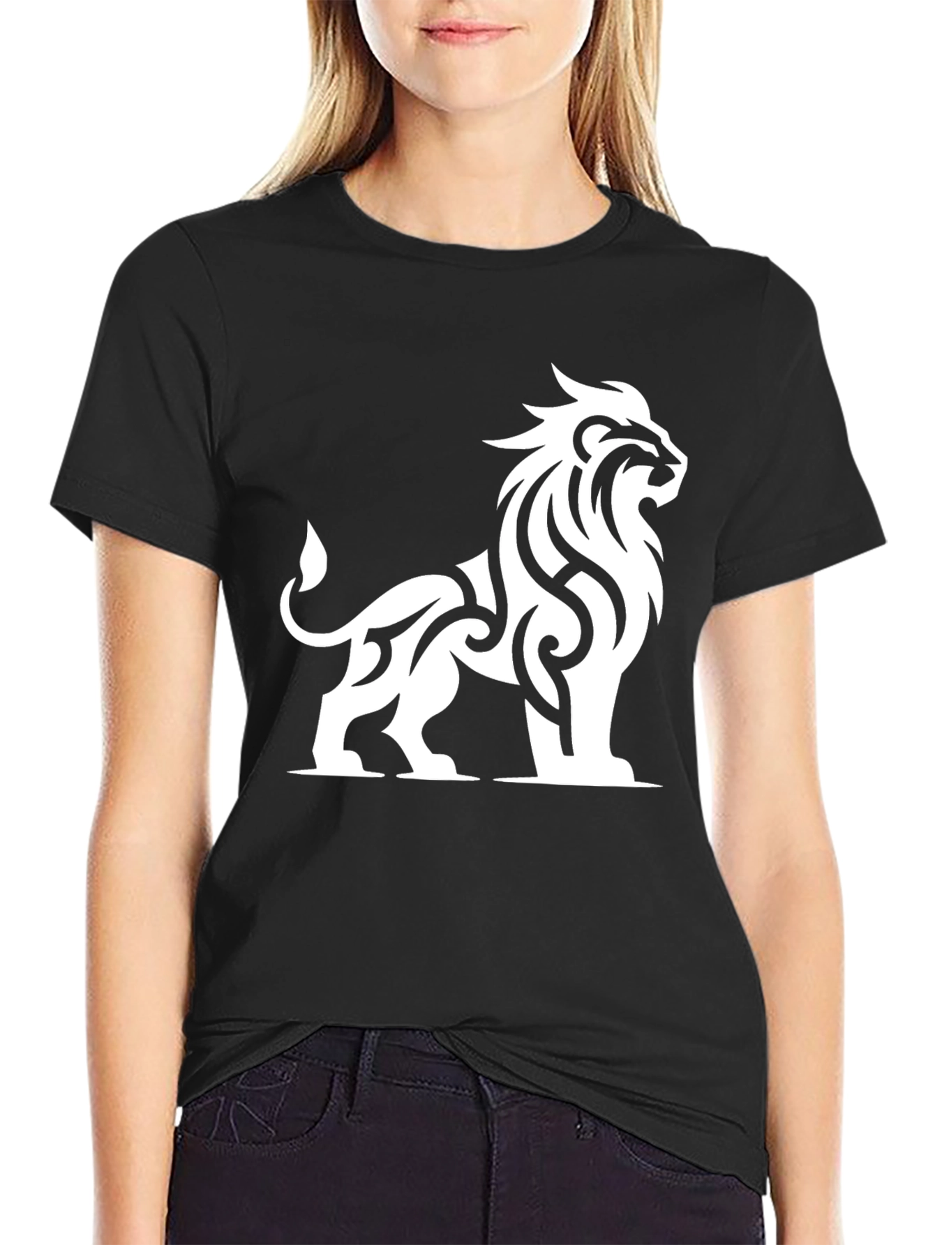 Tribal Lion Graphic Black T-Shirt
