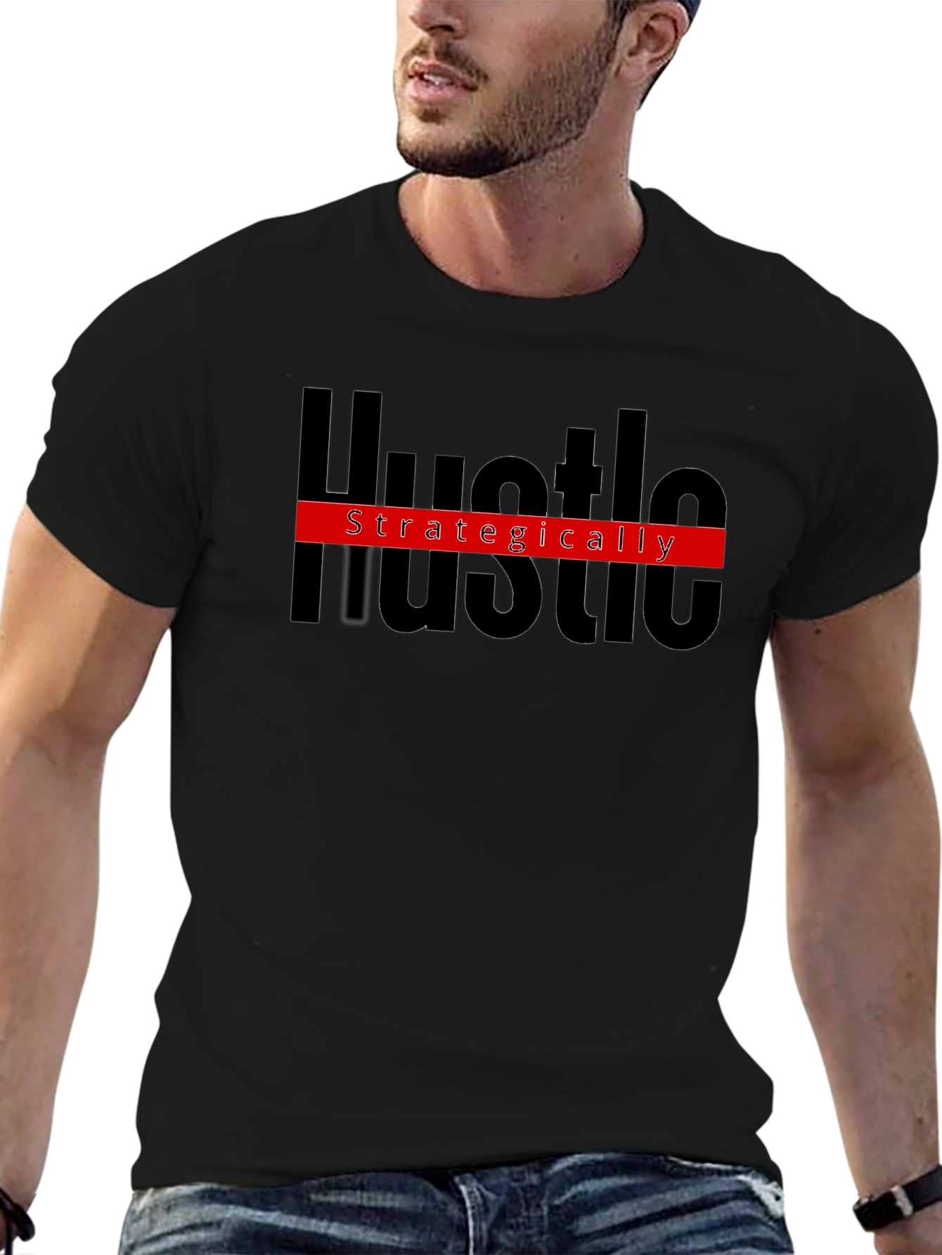 Hustle Strategically Black Graphic Tee