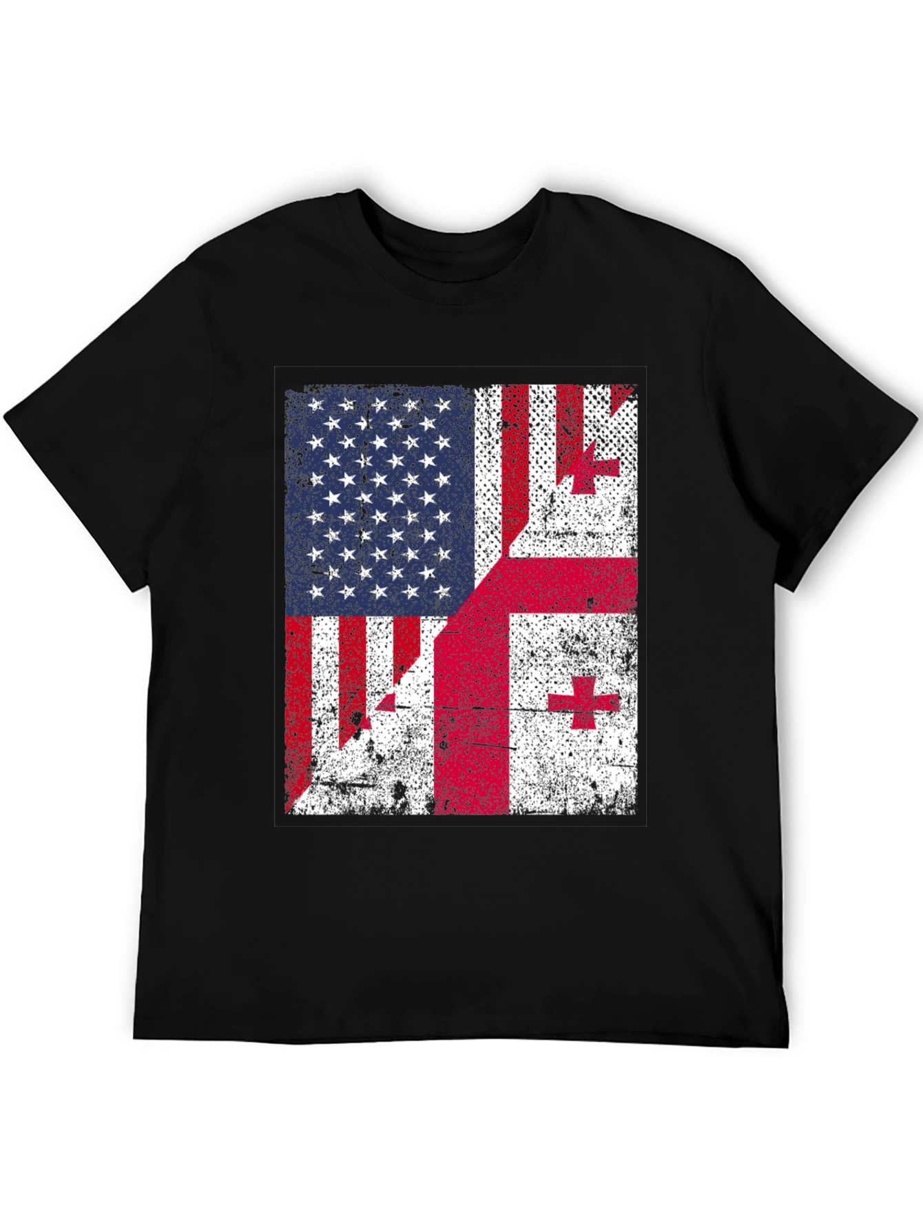 Distressed US and Georgia Flag Graphic T-Shirt