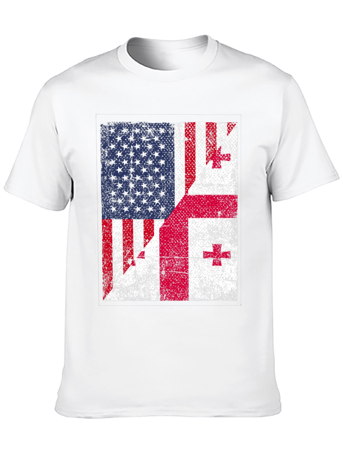 Distressed US and Georgia Flag Graphic T-Shirt