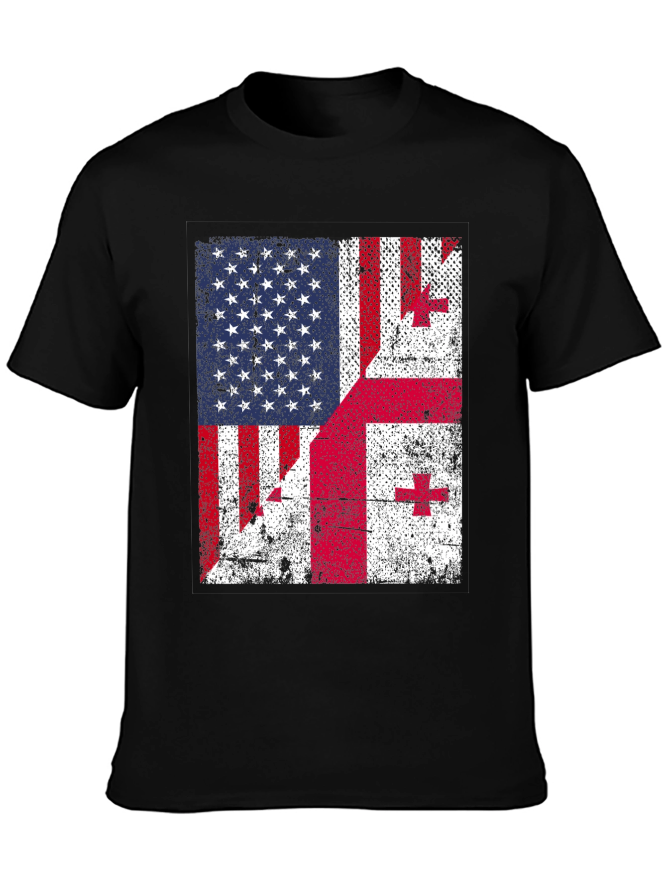 Distressed US and Georgia Flag Graphic T-Shirt