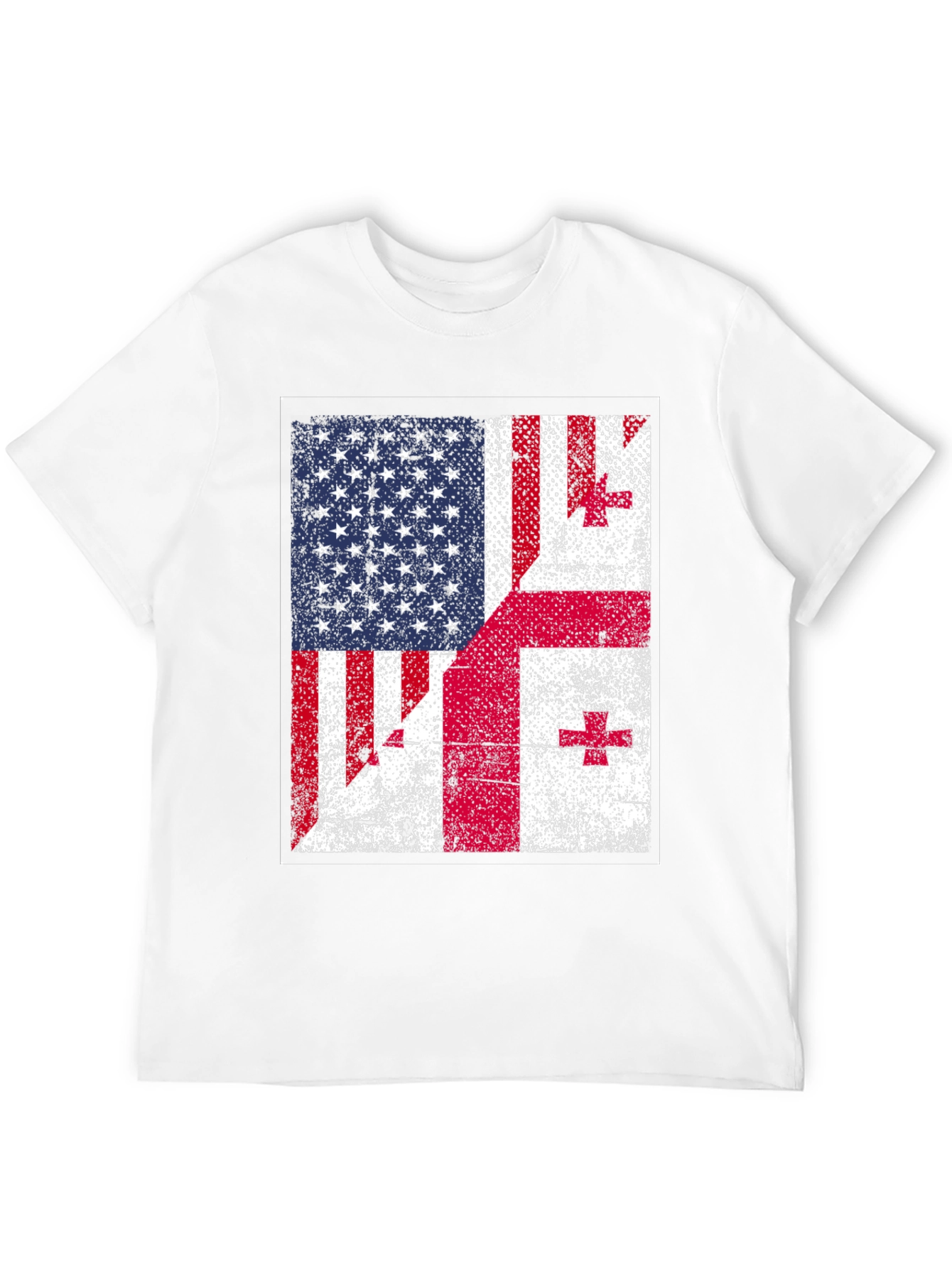 Distressed US and Georgia Flag Graphic T-Shirt