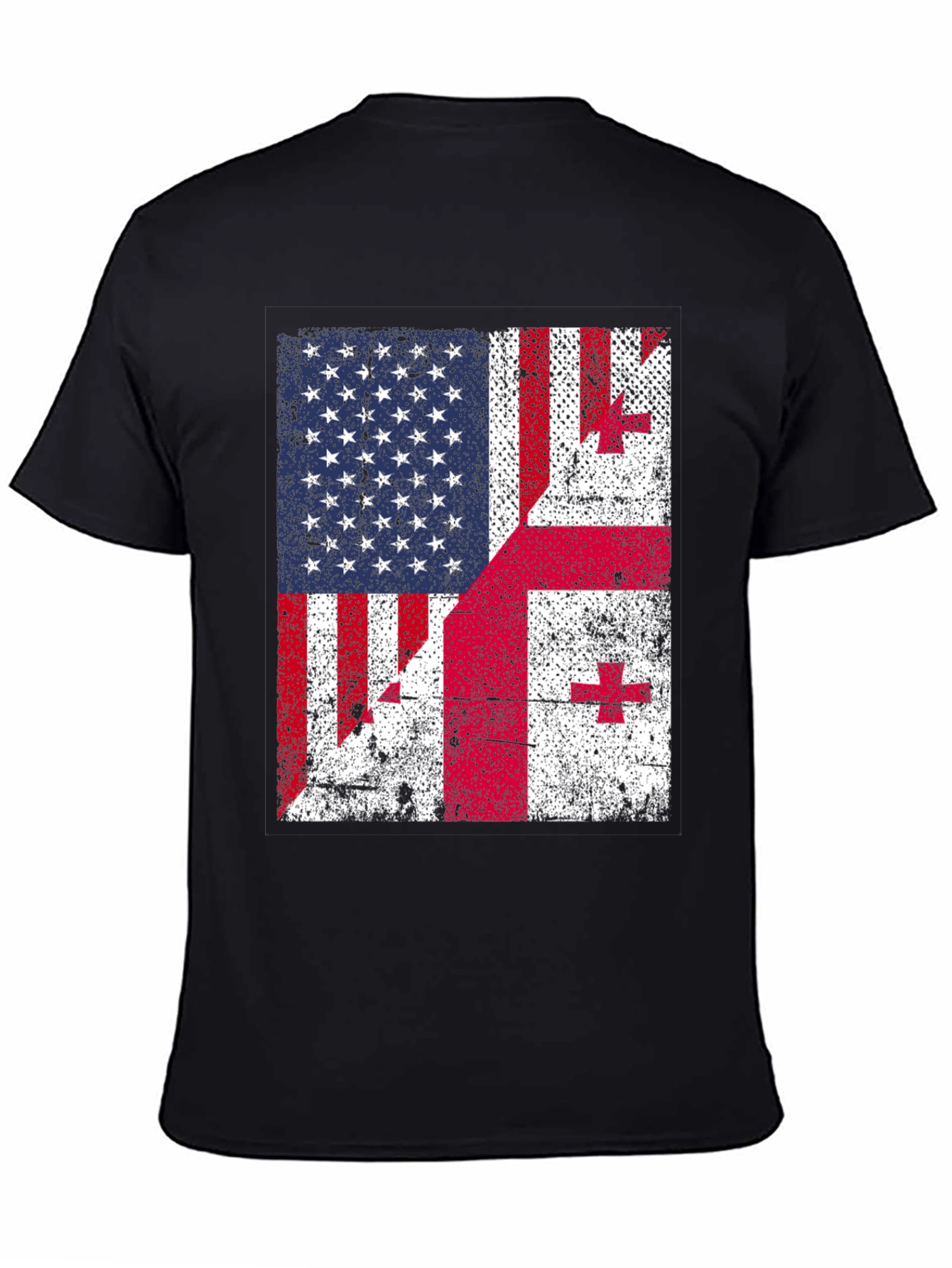 Distressed US and Georgia Flag Graphic T-Shirt