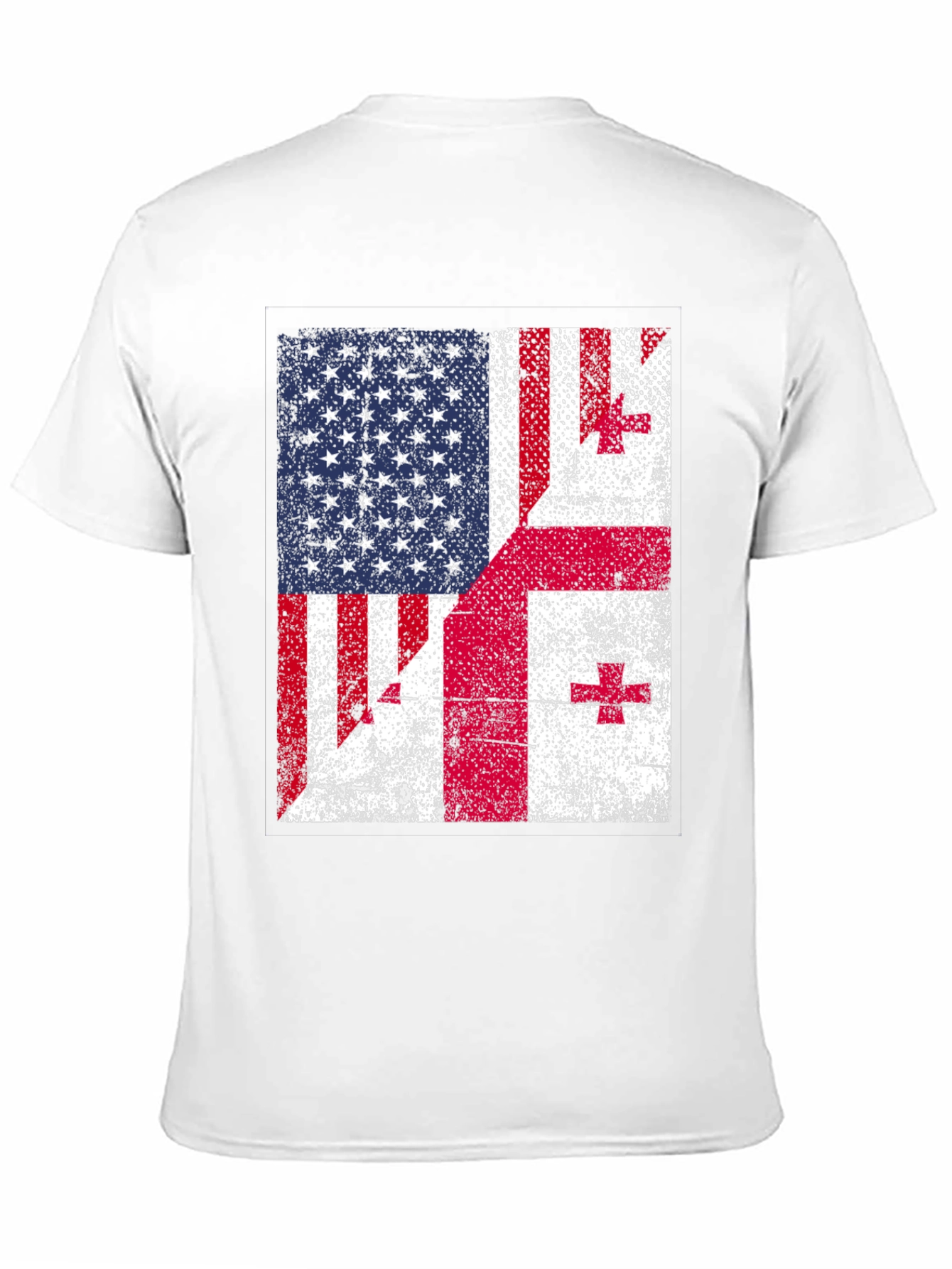 Distressed US and Georgia Flag Graphic T-Shirt