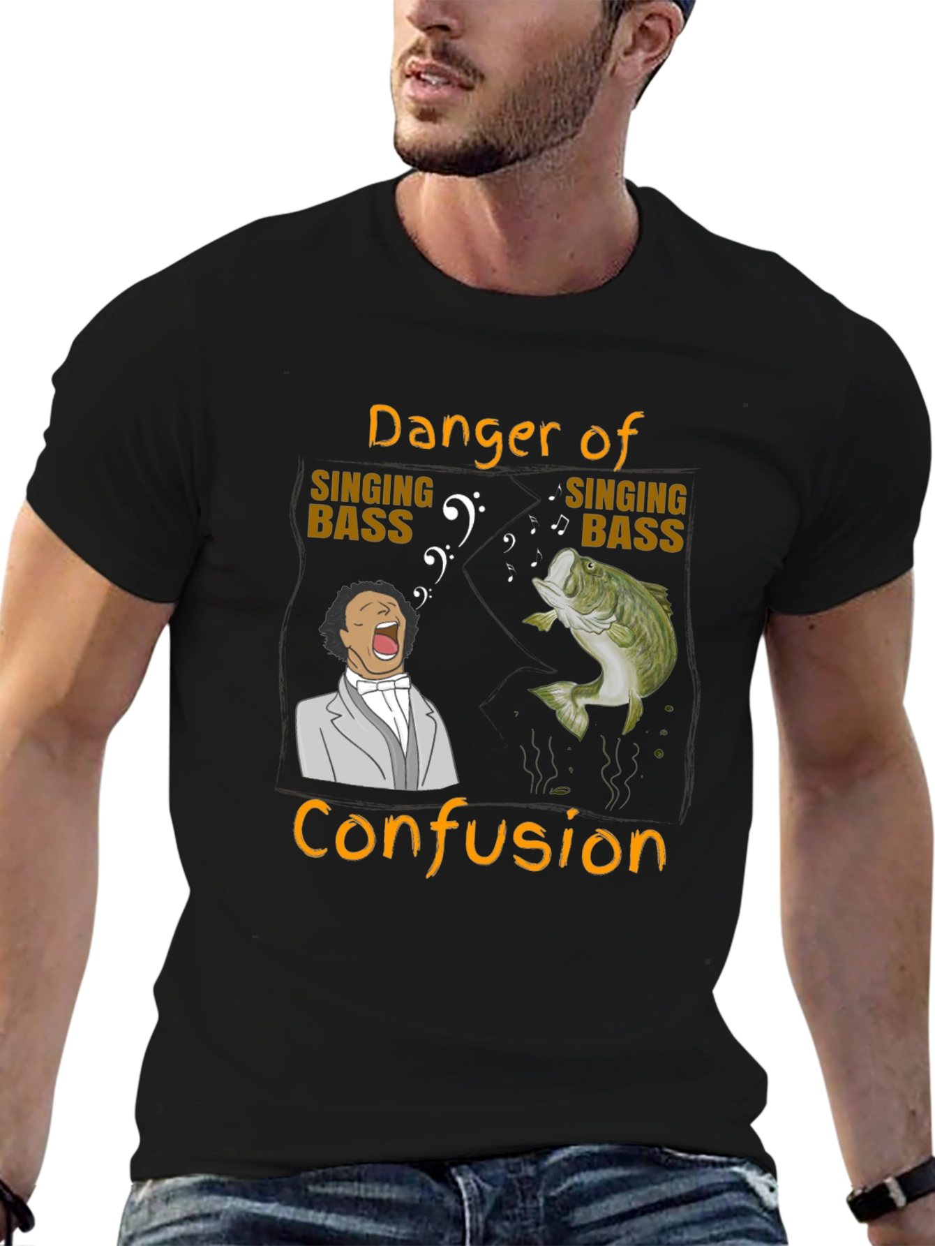 Danger of Singing Bass Confusion Black T-Shirt