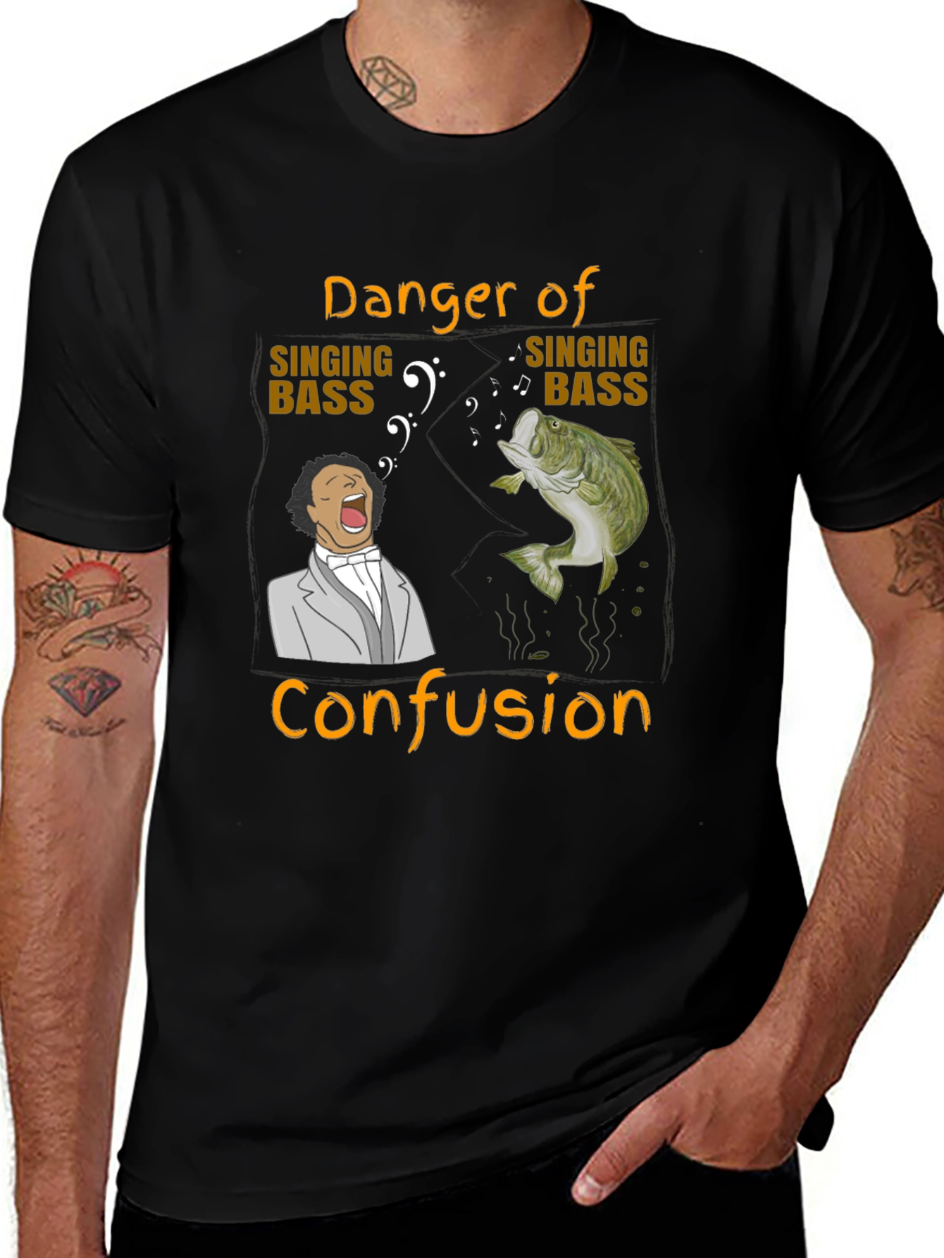 Danger of Singing Bass Confusion Black T-Shirt