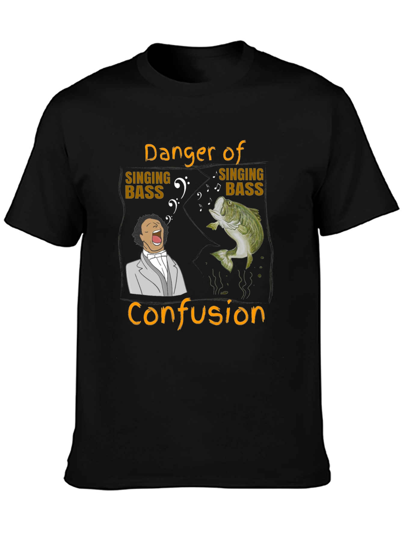 Danger of Singing Bass Confusion Black T-Shirt